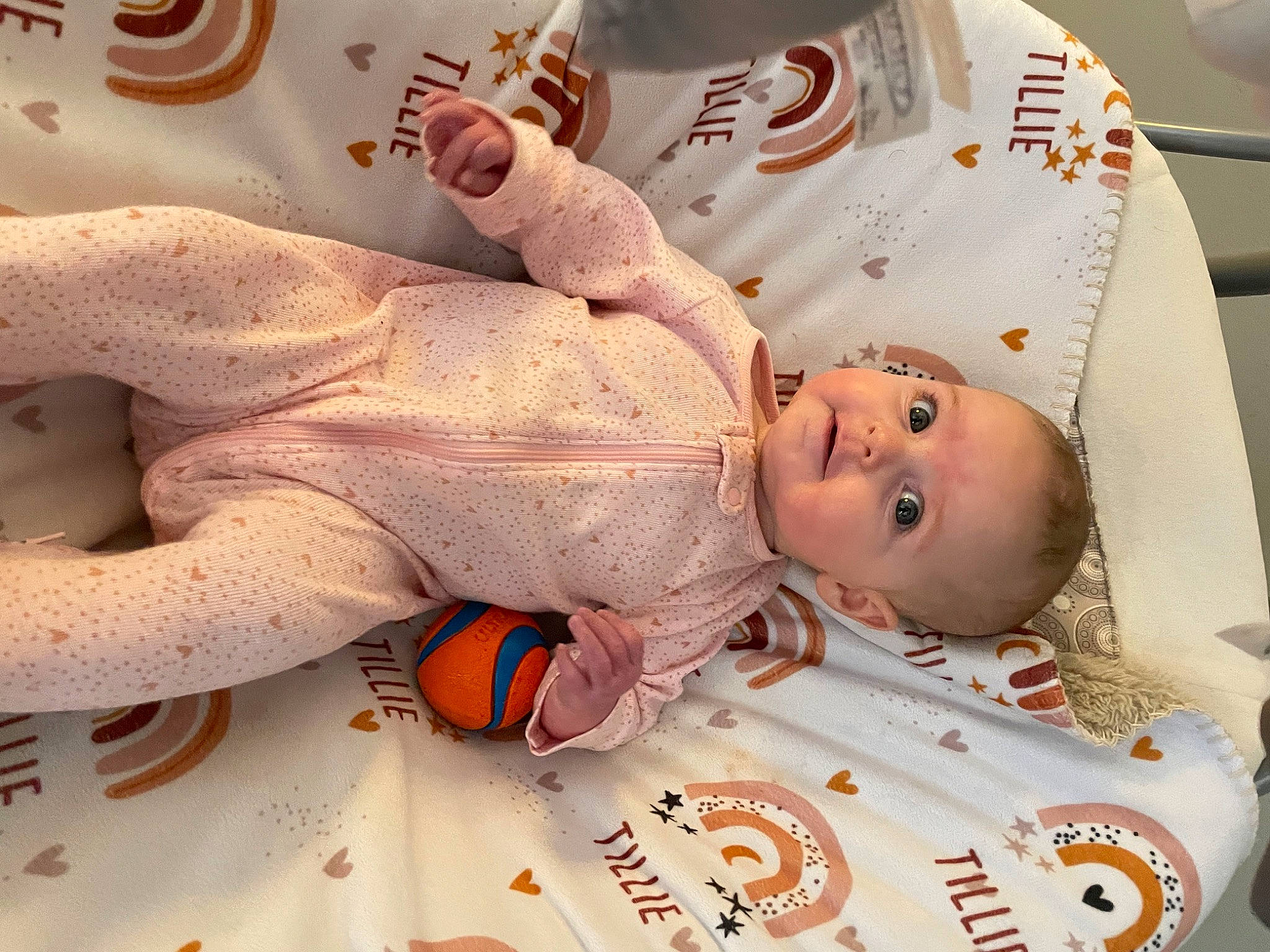 Tillie joined the competition — help win amazing prizes! abdomen, baby, baby_products, baby_toddler_clothing, cheek, child, comfort, eye, facial_expression, finger, hand, head, linens, mouth, nail, person, room, skin, textile, toddler