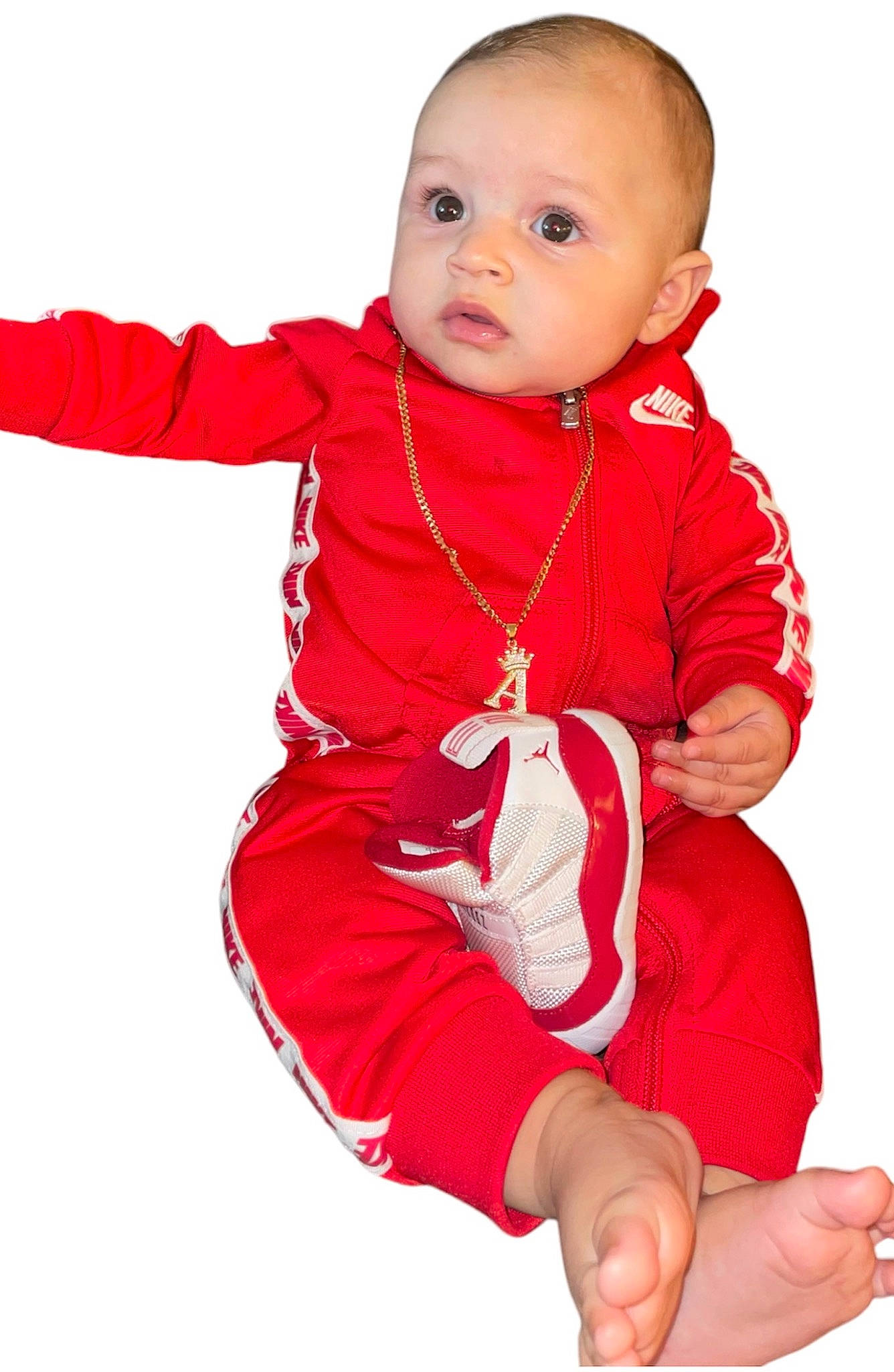 Annalise joined the competition — help win amazing prizes! arm, baby, baby_toddler_clothing, child, collar, electric_blue, finger, fur, gesture, hand, happy, human_body, magenta, neck, outerwear, pattern, person, red, sleeve, thumb