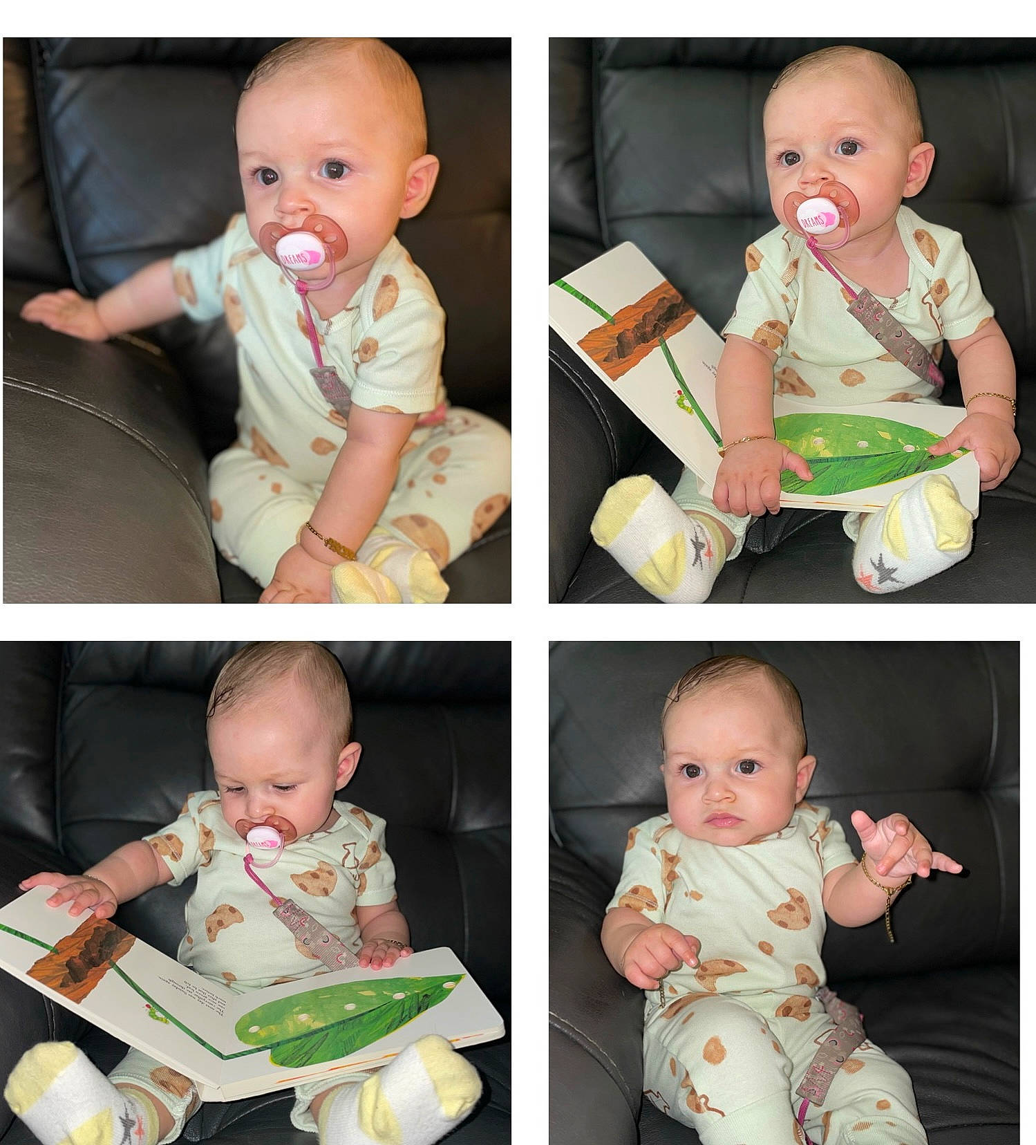 Annalise is registered to the contest to win money with this photo: baby, baby_toddler_clothing, cheek, child, chin, collar, eye, face, facial_expression, finger, hairstyle, head, human, organ, people, person, photograph, pink, product, sleeve