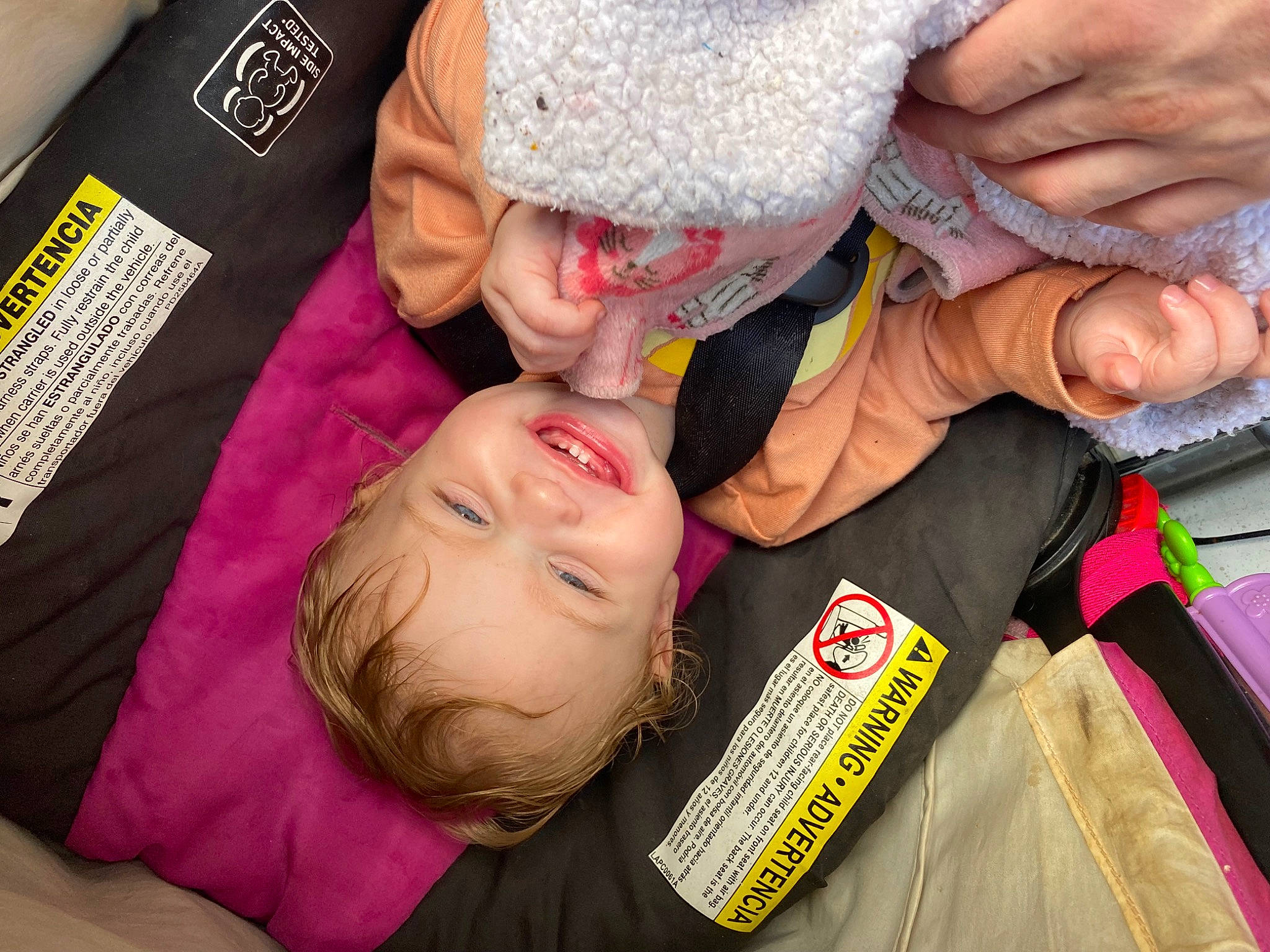 Avayah is registered to the contest to win money with this photo: baby, child, event, finger, fun, gesture, hand, happy, nail, organ, person, room, skin, smile, textile, thumb, toddler