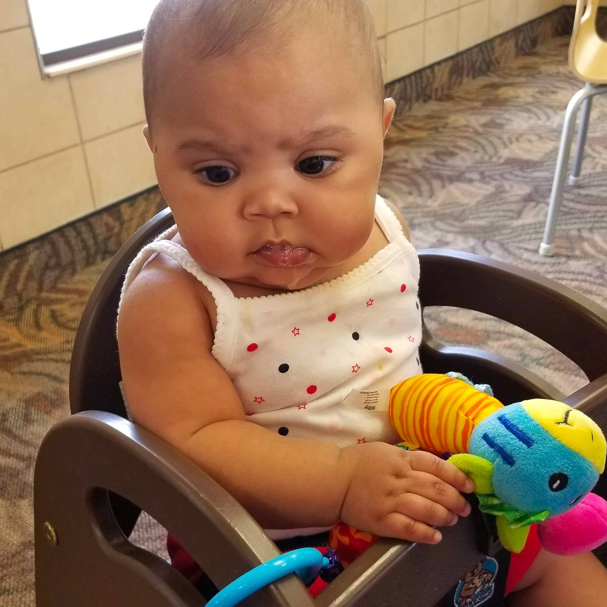 Sa'Riyah joined the competition — help win amazing prizes! baby, baby_playing_with_toys, baby_products, baby_toys, child, eye, person, play, product, sitting, skin, toddler, toy, tummy_time