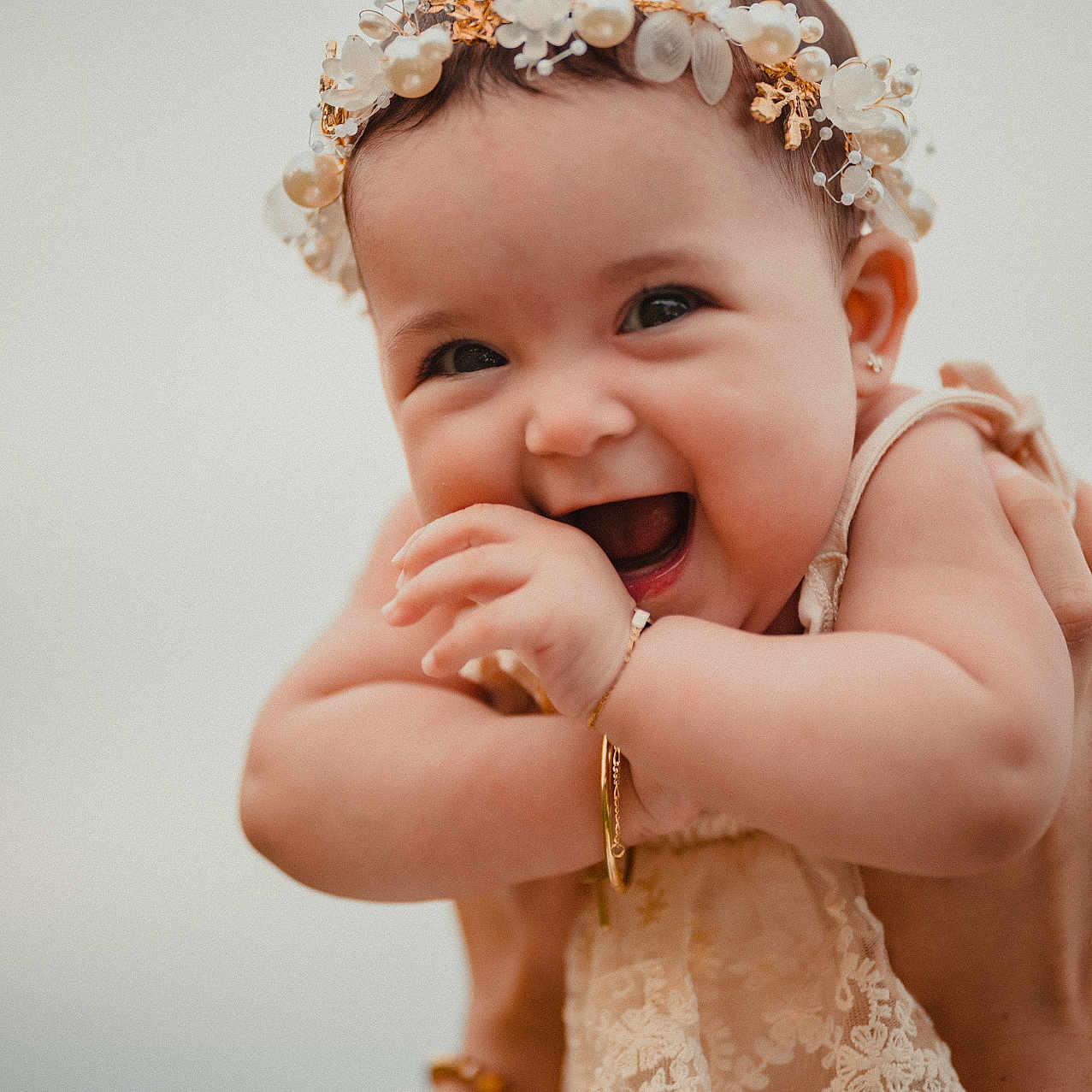 Ayla joined the competition — help win amazing prizes! accessories, baby, babylaughing, bodypart, bracelet, clothing, dress, face, finger, hand, happy, head, jewelry, laughing, necklace, newborn, person, photography, portrait, smile