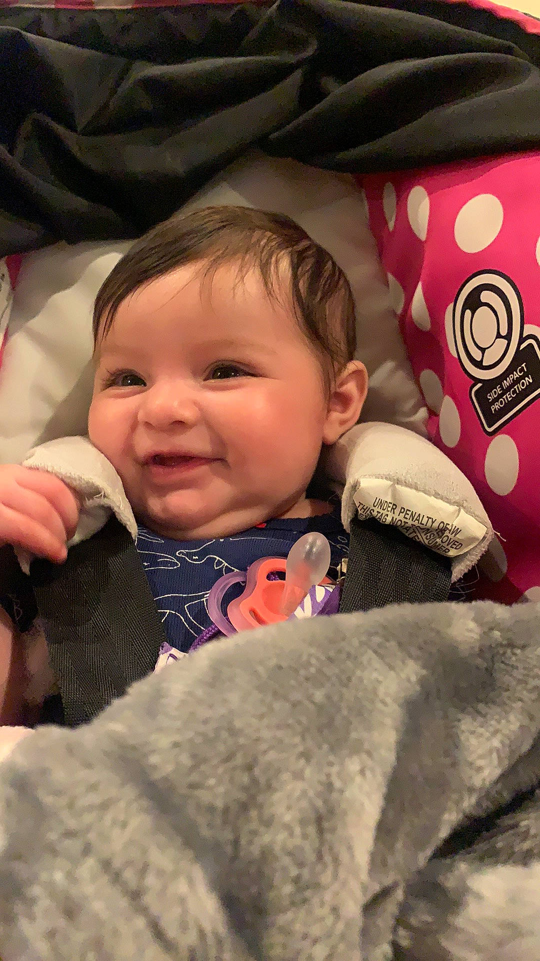 Yumi joined the competition — help win amazing prizes! baby, cheek, chin, comfort, eye, eyebrow, face, facial_expression, gesture, happy, head, iris, mouth, nose, outerwear, person, product, skin, smile, textile