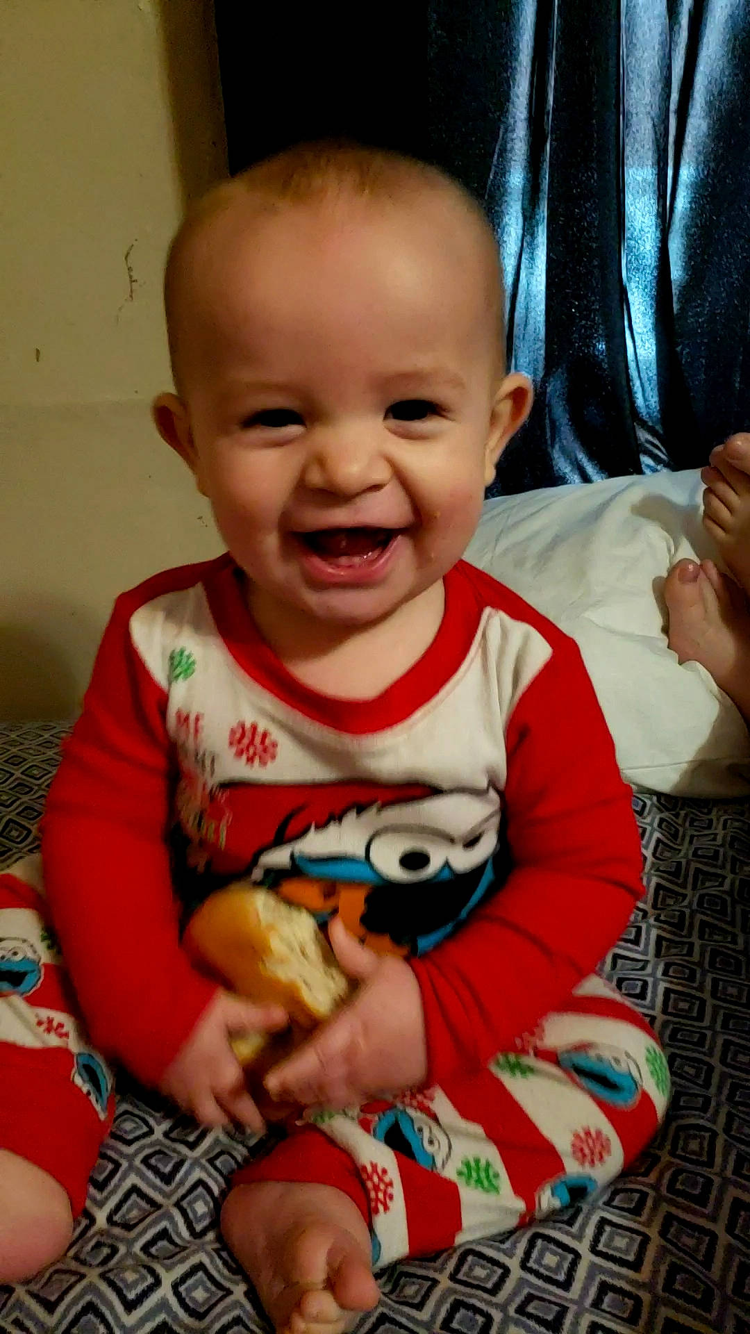 Brantlee is registered to the contest to win money with this photo: arm, baby, baby_toddler_clothing, cheek, chin, eye, finger, hand, happy, head, human_body, iris, joy, lip, mouth, nose, person, skin, sleeve, smile