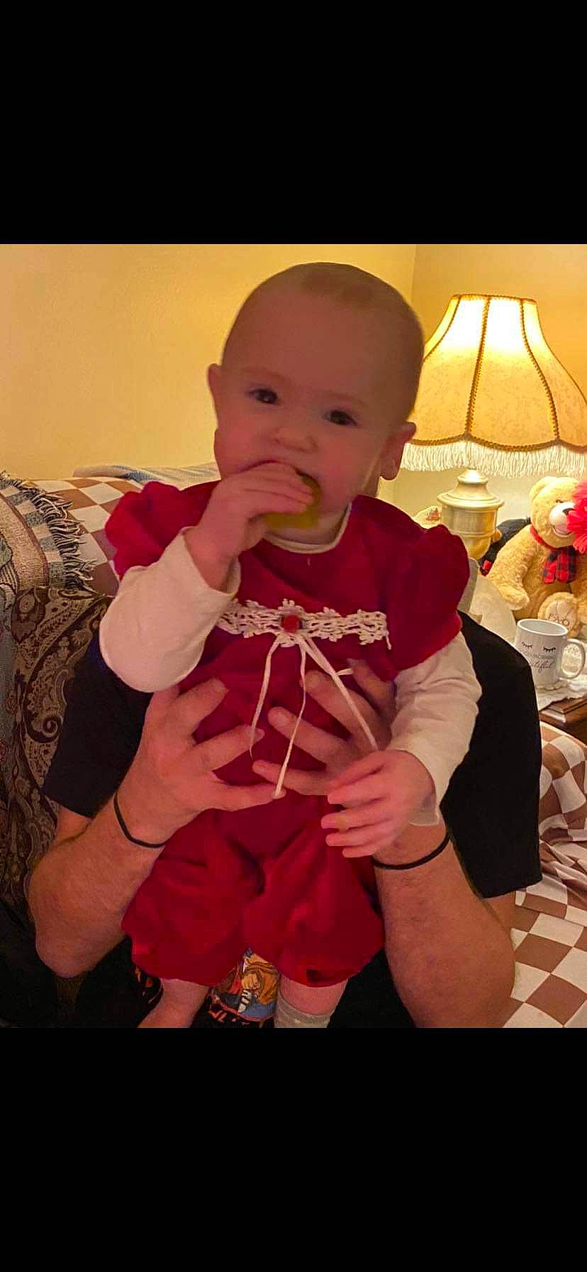 Grace joined the competition — help win amazing prizes! abdomen, baby, baby_toddler_clothing, cheek, child, finger, fun, gesture, happy, lamp, magenta, nail, pattern, peach, person, pink, sitting, sleeve, t_shirt, thumb