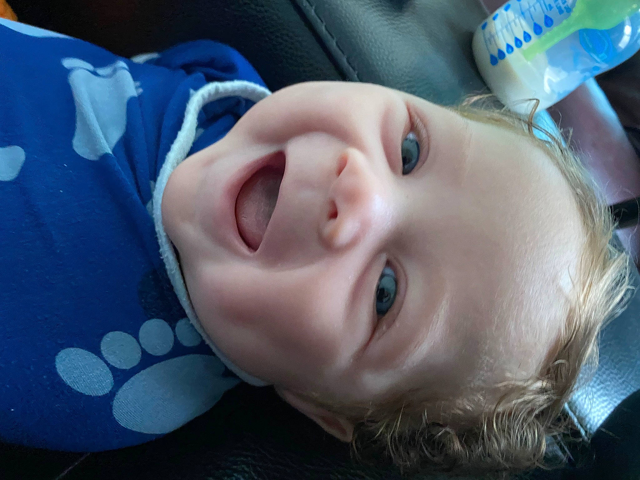 Cade joined the competition — help win amazing prizes! azure, baby, blue, cheek, chin, eye, eyebrow, eyelash, flash_photography, happy, iris, lip, mouth, nose, person, plastic_bottle, product, skin, smile, water