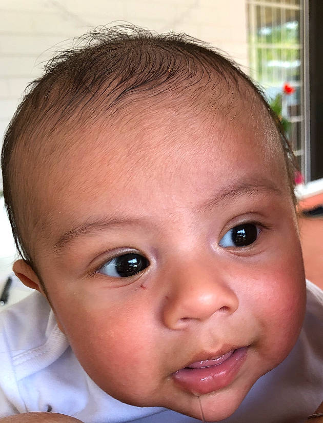 Kenai is registered to the contest to win money with this photo: baby, black_hair, cheek, child, chin, close_up, ear, eyebrow, eyelash, forehead, hairstyle, happy, iris, jaw, lip, mouth, nose, person, skin, smile