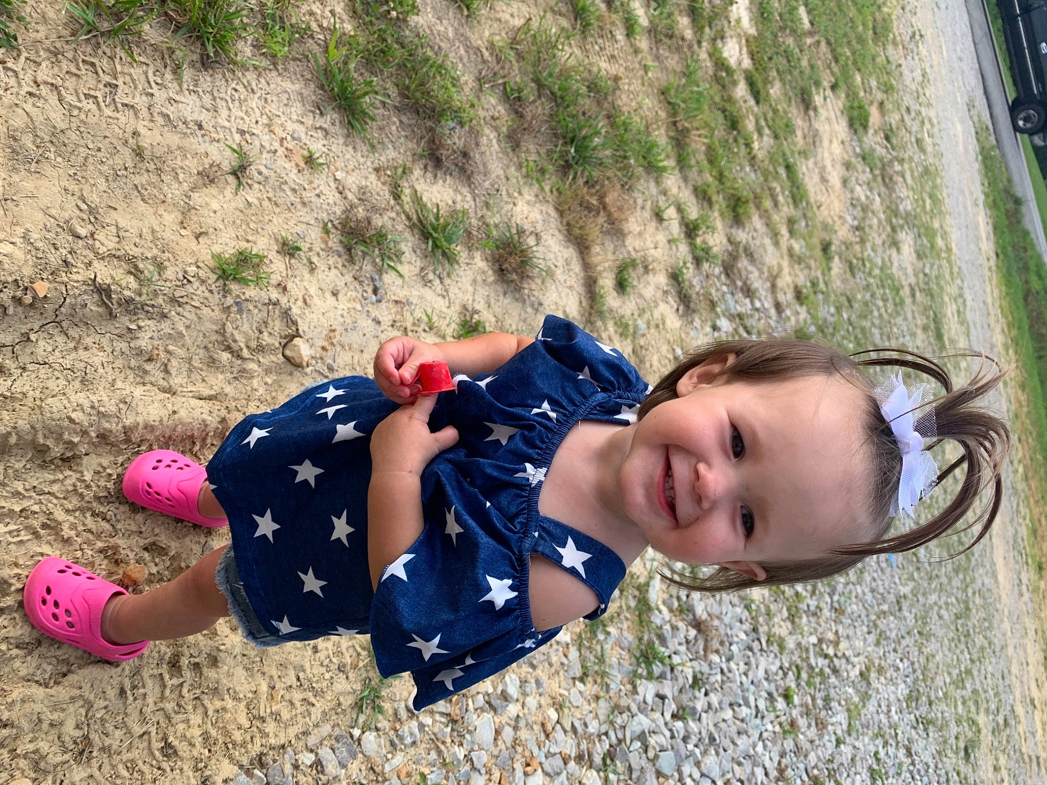 Hadleigh joined the competition — help win amazing prizes! baby_toddler_clothing, child, electric_blue, fun, grass, grassland, happy, joy, landscape, leisure, people_in_nature, person, plant, play, recreation, sand, smile, soil, toddler, tree