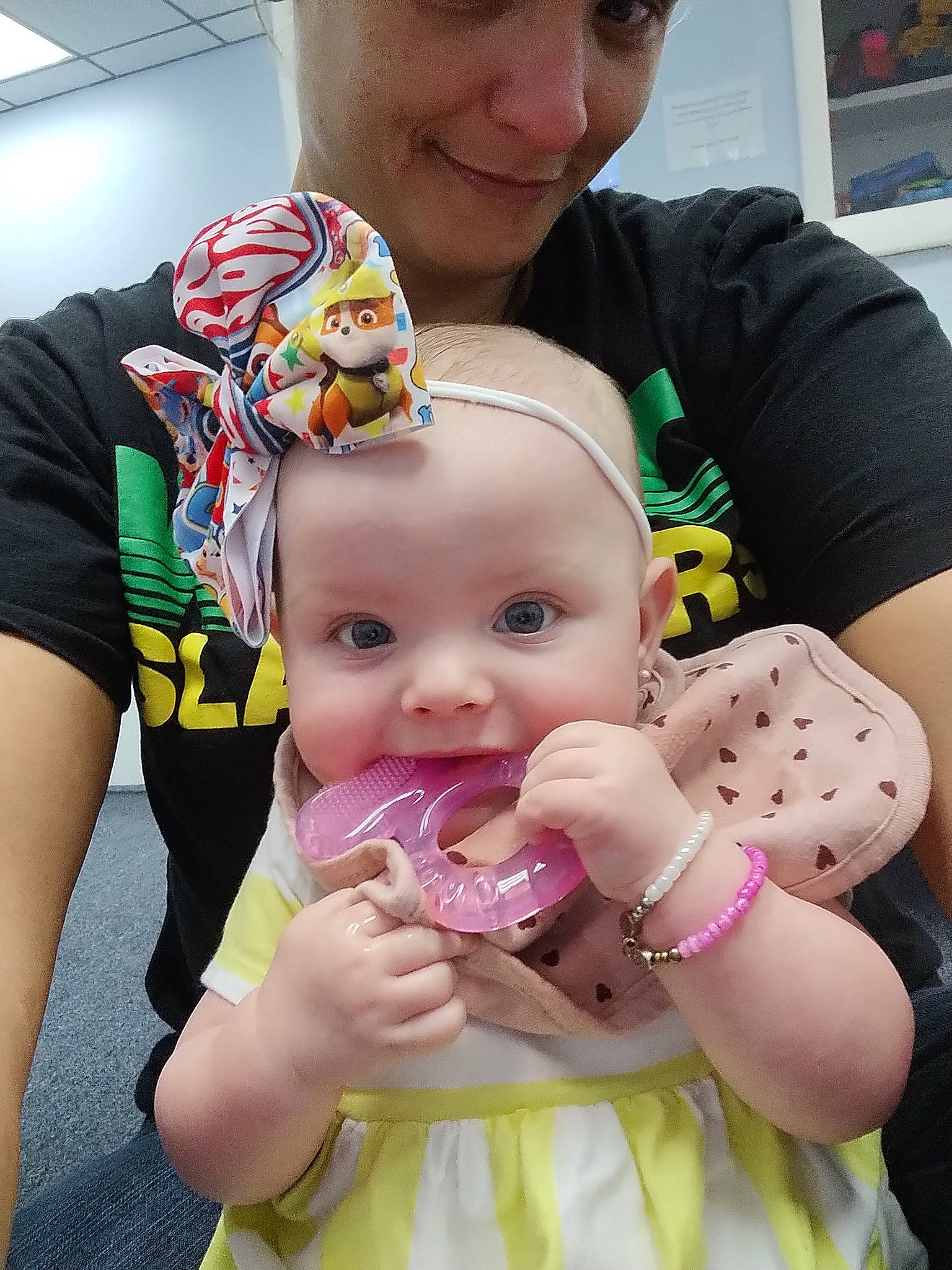 Mckenzie joined the competition — help win amazing prizes! baby, baby_toddler_clothing, chair, cheek, child, fun, gesture, happy, joy, mouth, nail, person, personal_protective_equipment, pink, skin, smile, sweetness, thumb, toddler