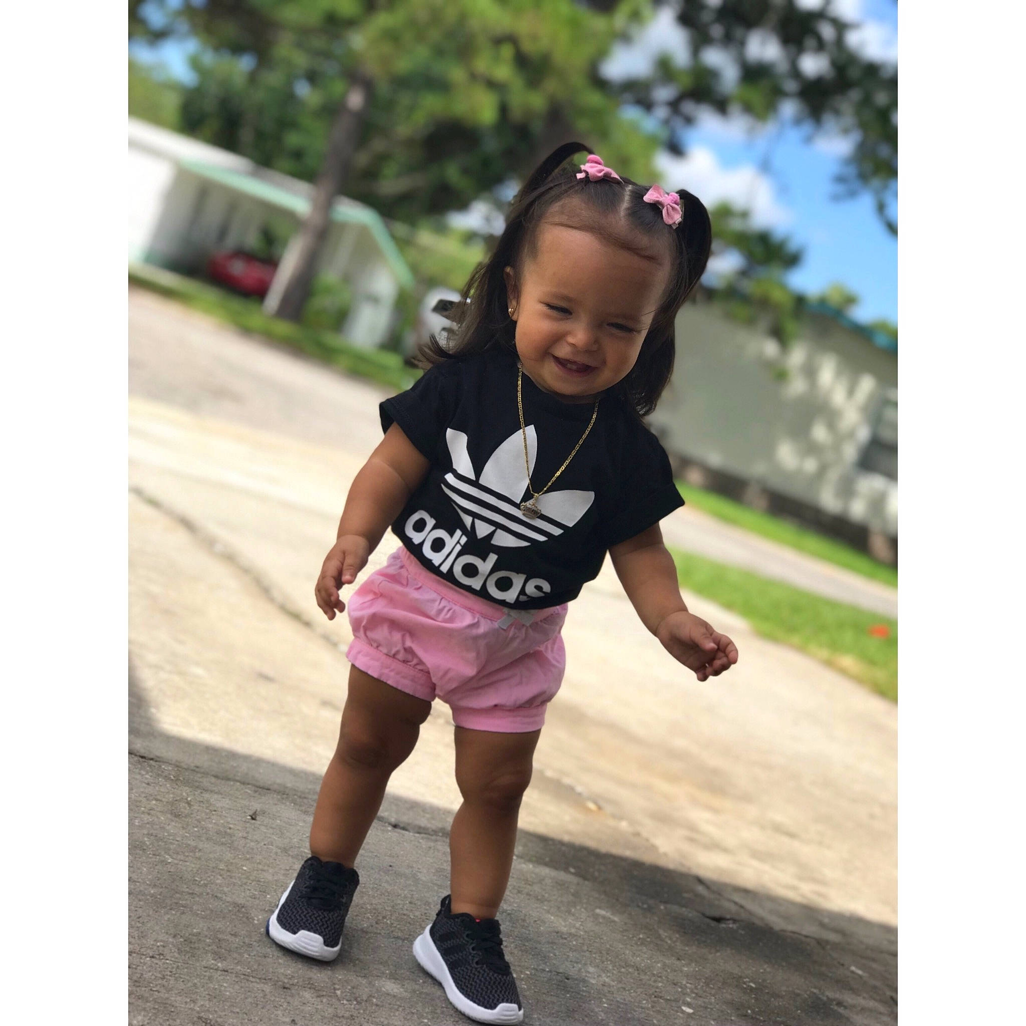 Analia joined the competition — help win amazing prizes! baby, beauty, child, cool, footwear, happy, joy, muscle, person, pink, play, recreation, running, shoe, sleeve, smile, snapshot, sportswear, summer, t_shirt