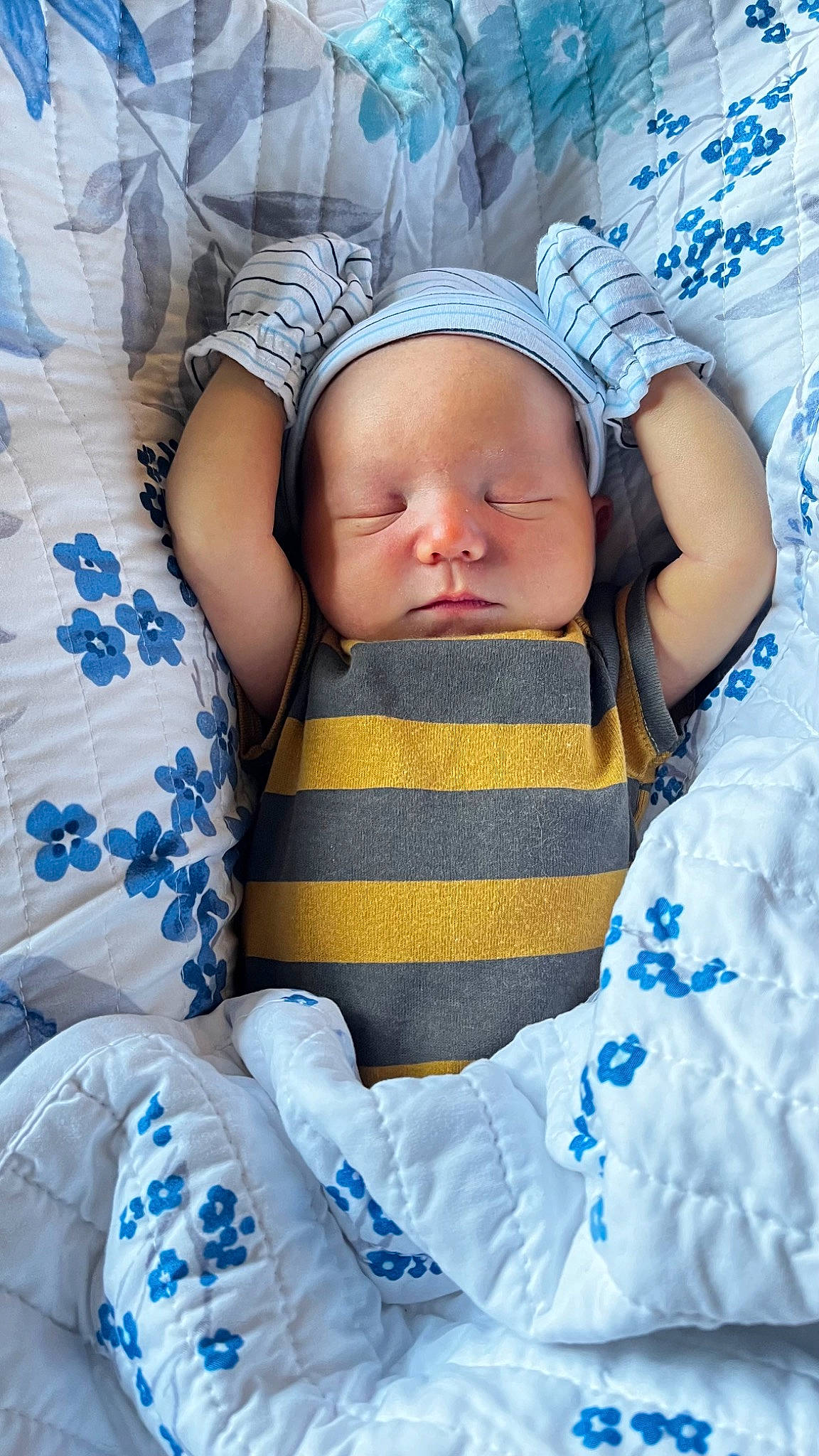 Ej is registered to the contest to win money with this photo: baby, baby_products, baby_sleeping, baby_toddler_clothing, bedding, bedtime, blue, cheek, child, comfort, happy, hat, linens, nap, pattern, person, room, sleep, toddler