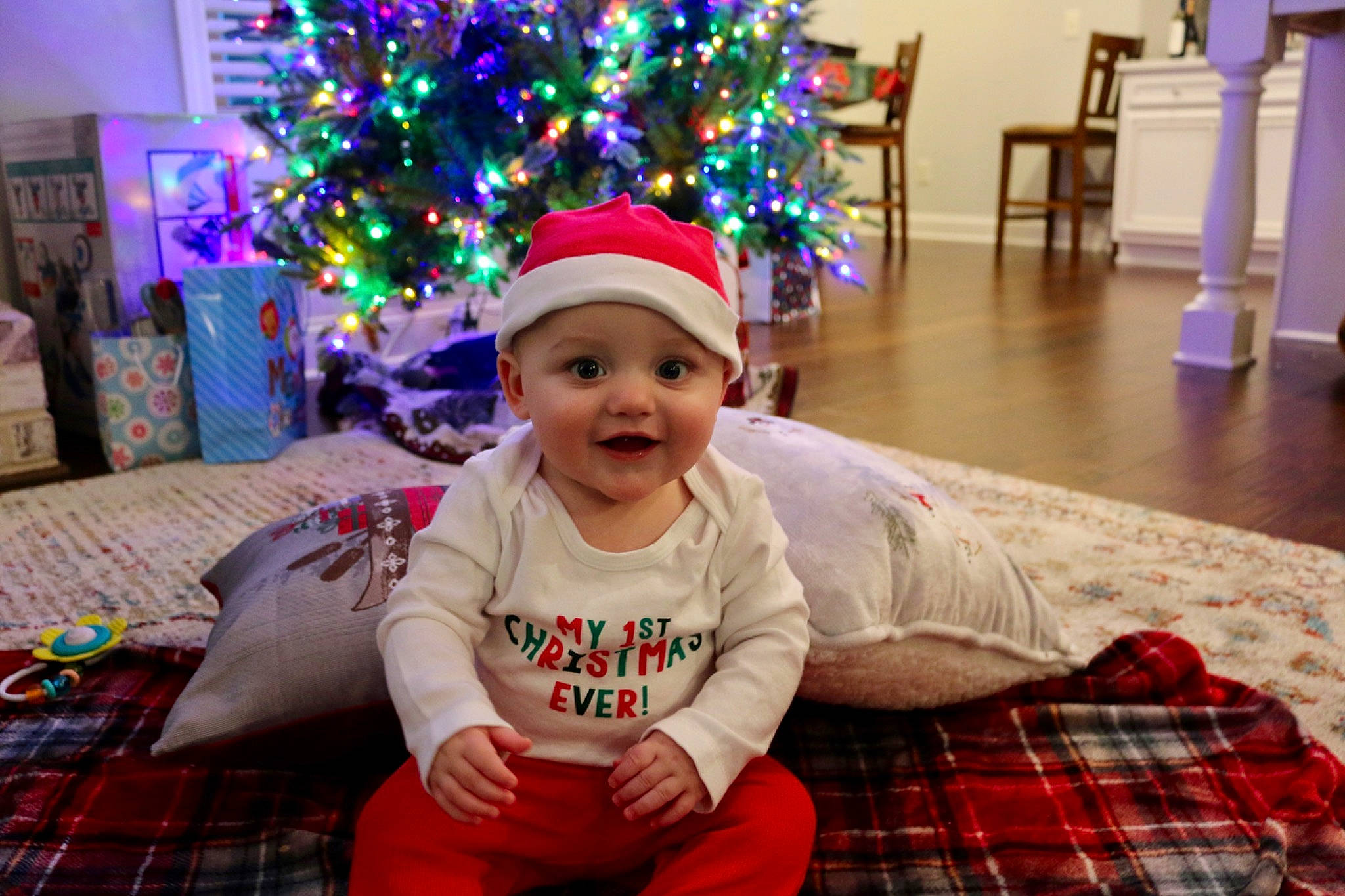 Cole joined the competition — help win amazing prizes! child, christmas, christmas_decoration, christmas_eve, christmas_ornament, christmas_tree, design, event, happy, headwear, holiday, pattern, person, smile, tartan, textile, toddler