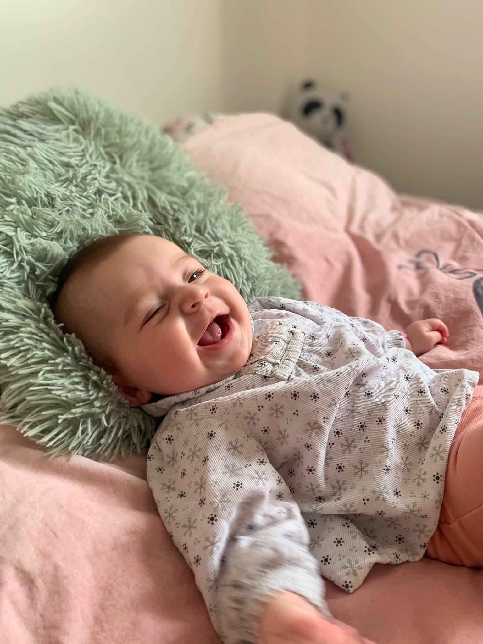 Djulya a rejoint le concours — aidez-le/la à gagner de superbes lots ! baby, baby_toddler_clothing, child, comfort, eye, face, facial_expression, fur, grass, happy, hat, head, human_body, linens, person, room, sitting, skin, sleeve, smile