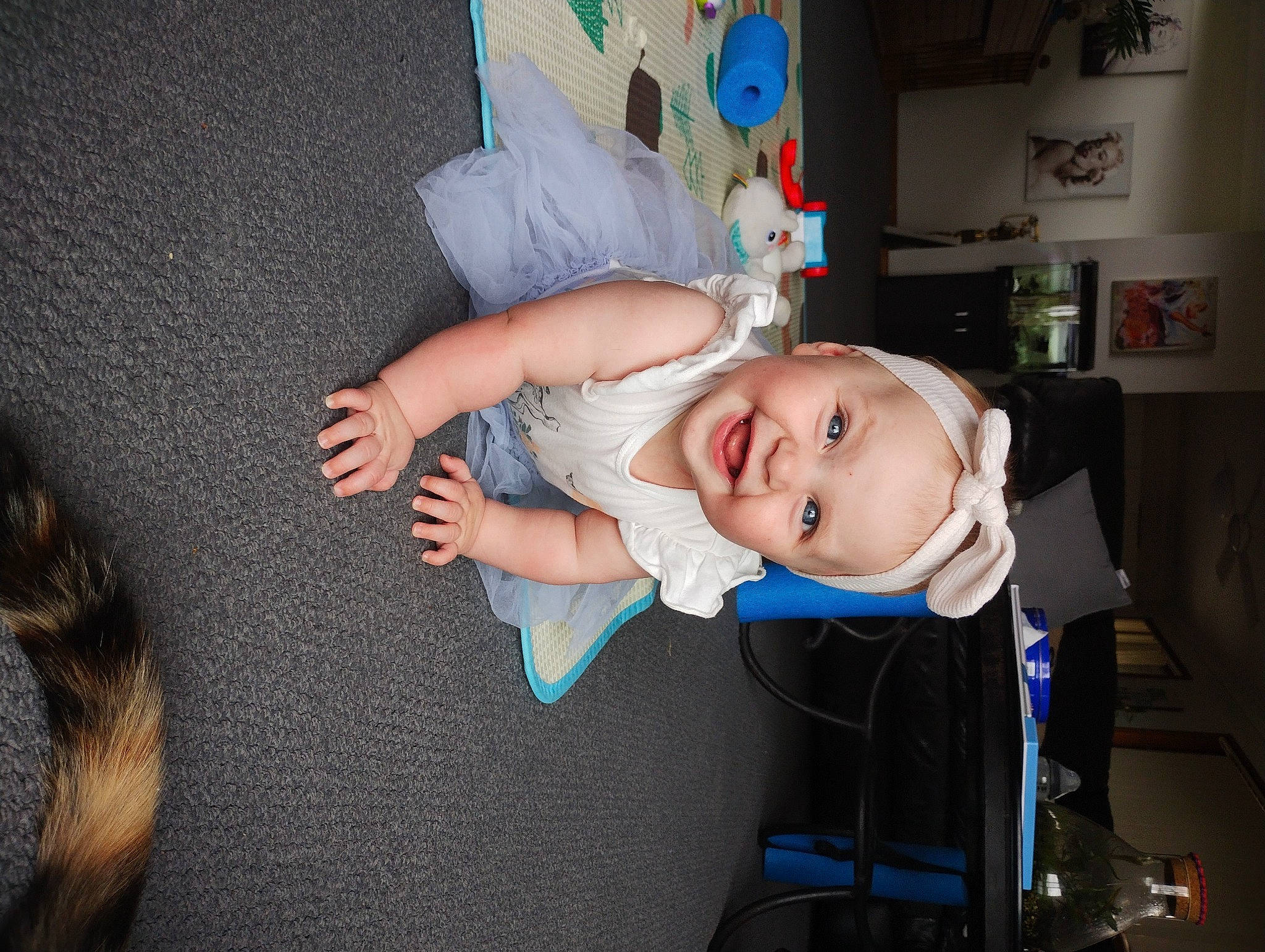 Estella joined the competition — help win amazing prizes! baby, baby_carriage, baby_products, baby_safety, baby_toddler_clothing, chair, cheek, child, comfort, fun, happy, hat, person, room, sitting, smile, toddler