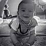 arms, baby, blanket, child, closeup, crawling, cute, face, hands, happy, head, indoor, infant, monochrome, playtime, portrait, smiling, soft_texture, striped_bib, young