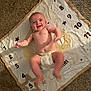 Hudson is registered to the contest to win money with this photo: baby, diaper, milestone_blanket, numbers, bear, carpet, smiling, infant, cute, playful, lying_down, child, floor, happy, kicking, blanket, room, young_child, skin, indoors