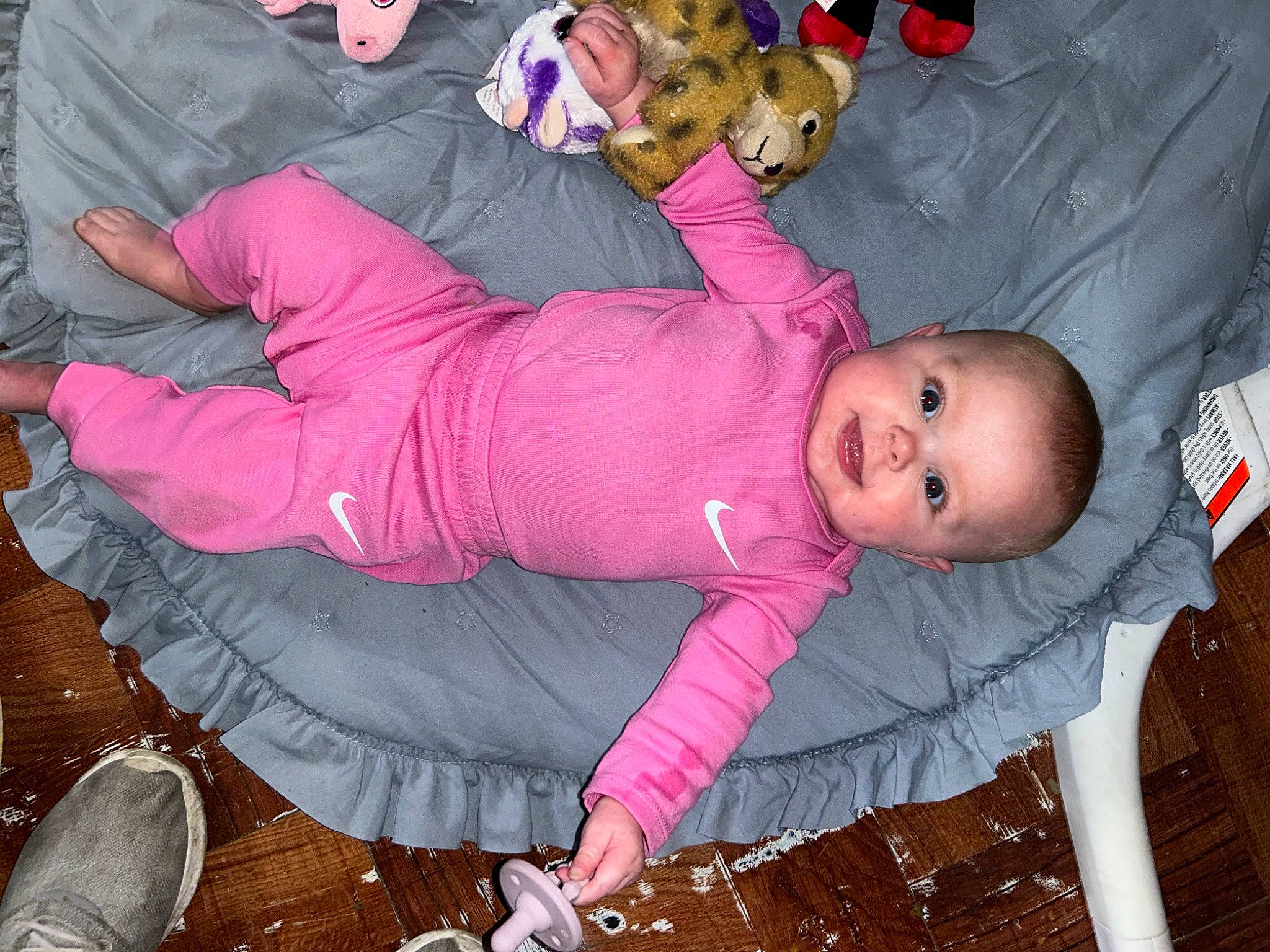 Callie joined the competition — help win amazing prizes! baby, baby_products, baby_toddler_clothing, child, comfort, fun, hat, lap, magenta, person, pink, sitting, sleeve, smile, thigh, toddler