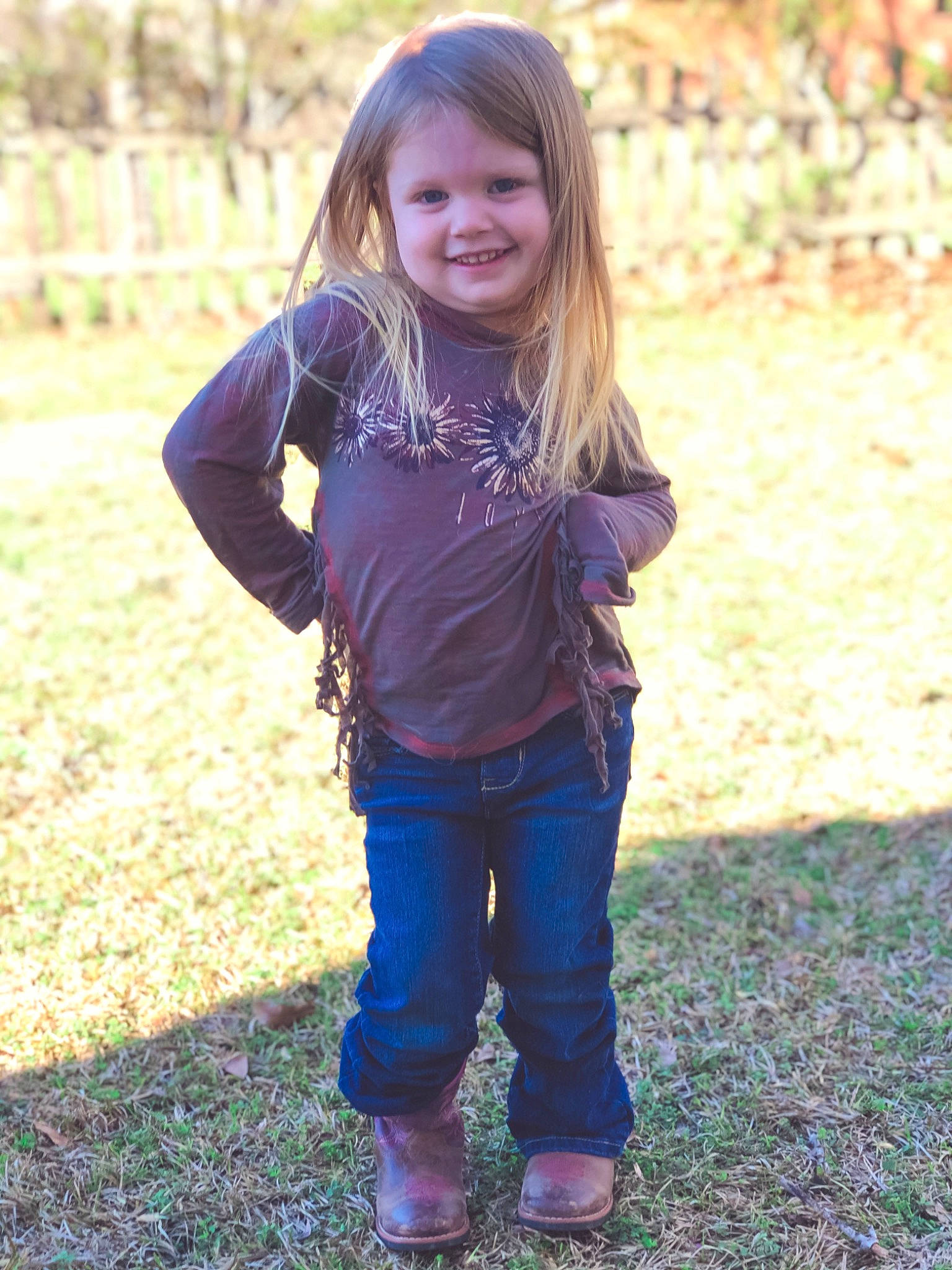 Emma Grace joined the competition — help win amazing prizes! child, child_model, denim, footwear, fun, grass, happy, jacket, jeans, joy, long_hair, outerwear, pattern, person, plant, play, sleeve, smile, style, t_shirt