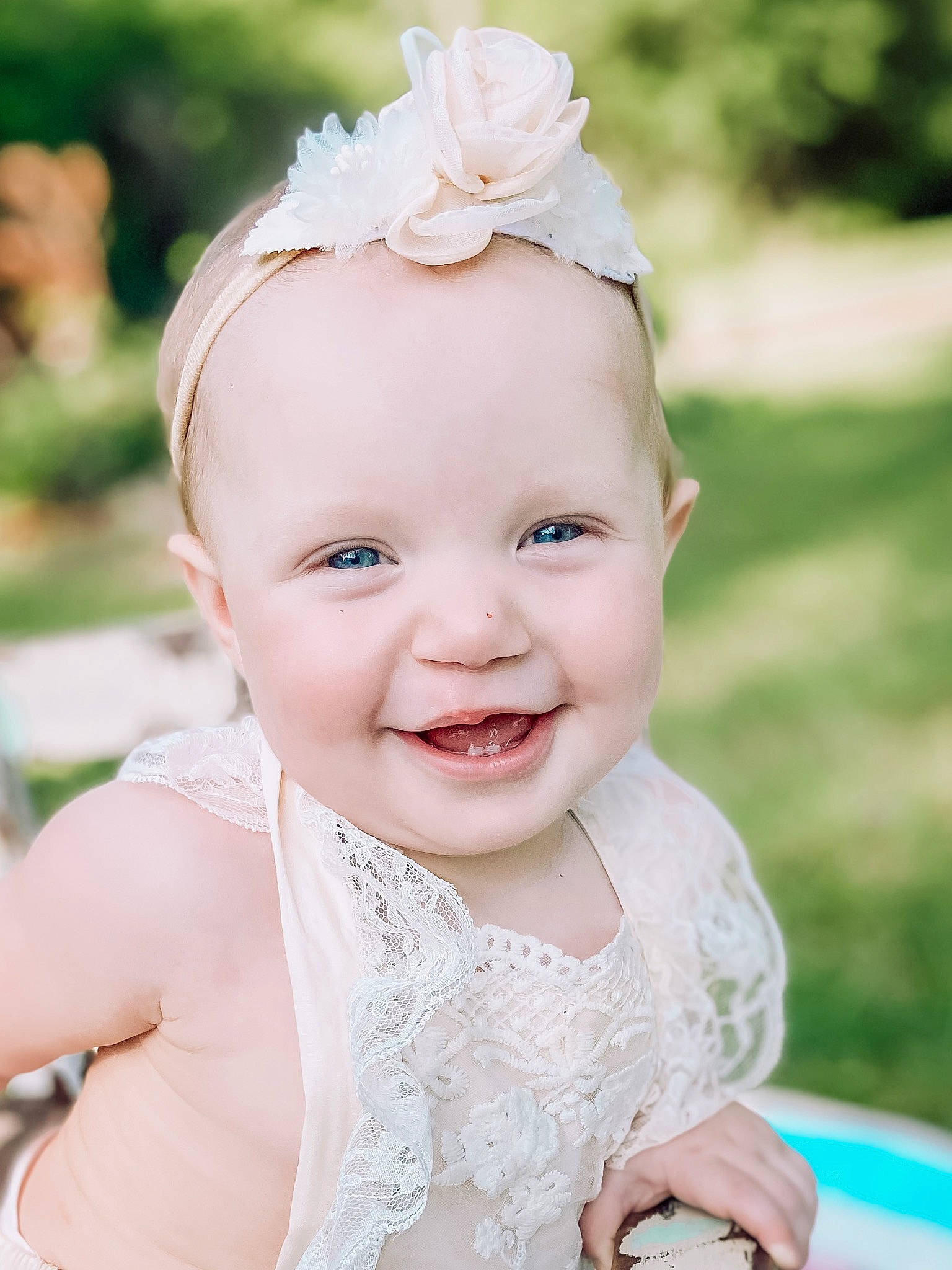 Allie-rae joined the competition — help win amazing prizes! baby, baby_toddler_clothing, child, event, fashion_accessory, flash_photography, fun, grass, happy, headband, headpiece, jewellery, joy, pattern, people, person, pink, skin, smile, summer