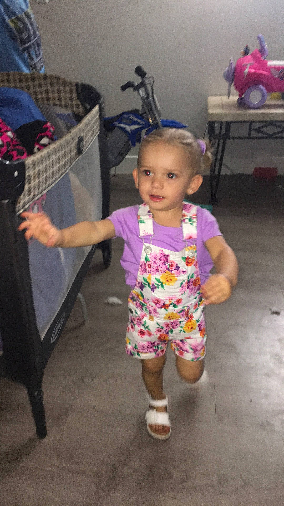 Jacklyn joined the competition — help win amazing prizes! baby, baby_toddler_clothing, beauty, chair, event, fashion, floor, flooring, fun, hairstyle, happy, magenta, person, pink, product, purple, sandal, skin, standing, t_shirt