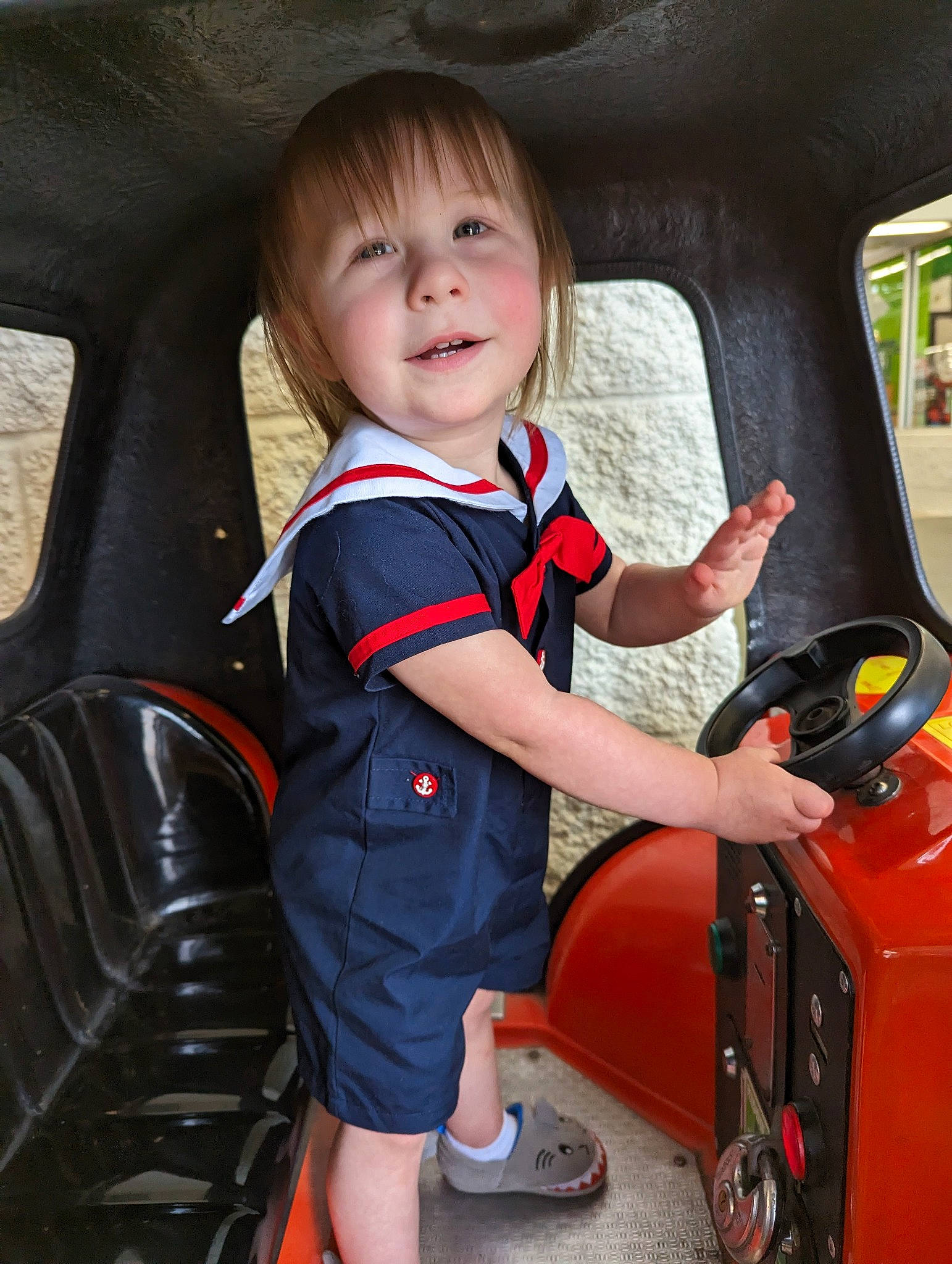 Ollie joined the competition — help win amazing prizes! auto_part, automotive_design, automotive_exterior, automotive_tire, automotive_wheel_system, car_seat, car_seat_cover, child, family_car, fun, luxury_vehicle, motor_vehicle, person, product, skin, smile, steering_wheel, toddler, vehicle, vehicle_door