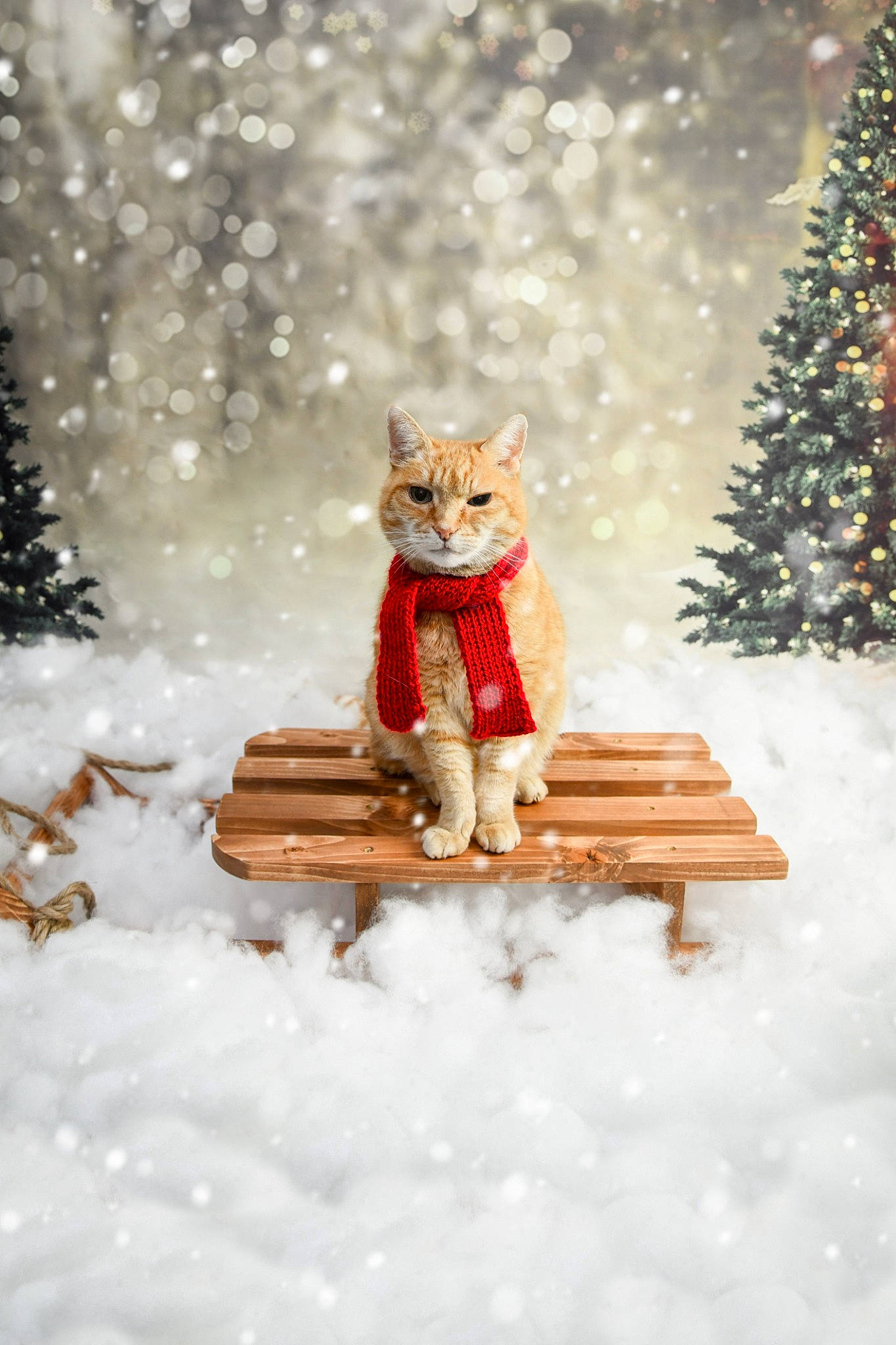Alfie joined the competition — help win amazing prizes! bench, christmas_decoration, christmas_ornament, christmas_tree, conifer, event, fawn, felidae, freezing, frost, fur, holiday, ornament, people_in_nature, snow, toy, tree, window, winter, wood
