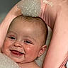 baby, bath, bubbles, child, chubby, cute, expression, face, foam, happy, head, indoors, infant, pink, portrait, relax, seat, skin, smile, water