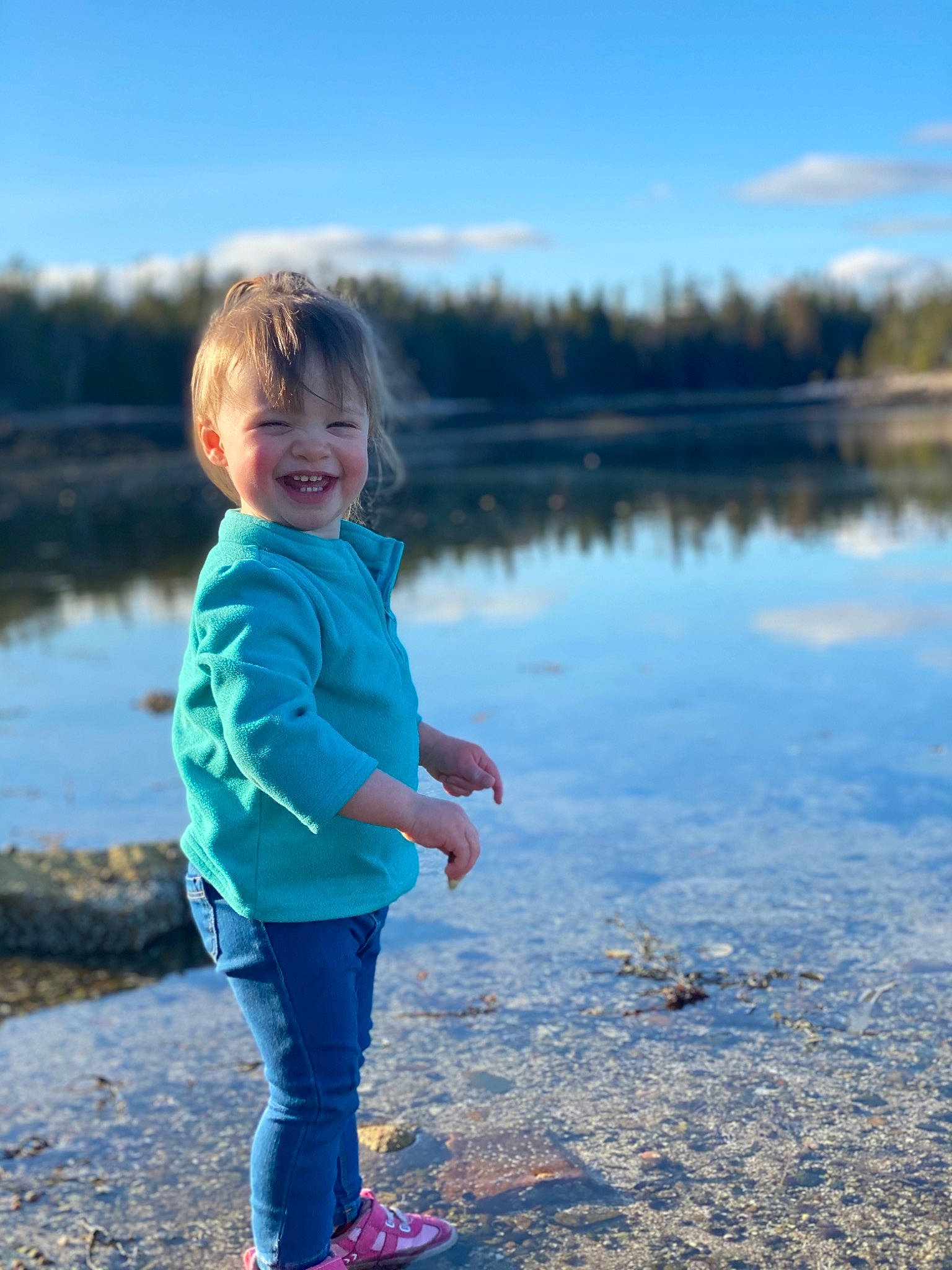 Penelope joined the competition — help win amazing prizes! baby_toddler_clothing, bank, beauty, child, cloud, face, fun, grass, happy, joy, lake, landscape, leisure, natural_landscape, people_in_nature, person, sky, smile, standing, toddler