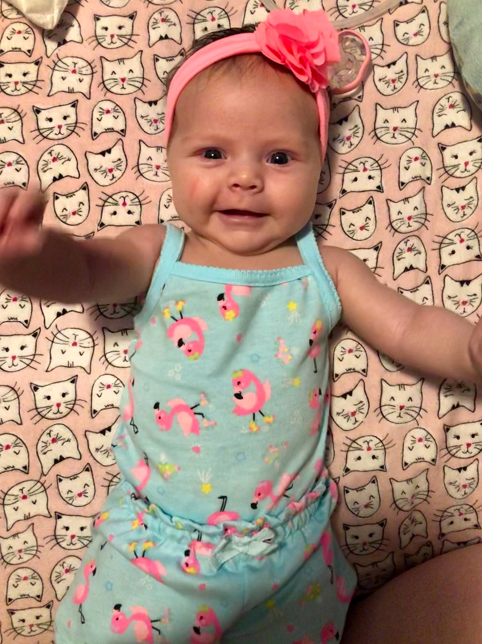 Elowynn joined the competition — help win amazing prizes! baby, baby_toddler_clothing, cheek, child, design, hair_accessory, pattern, person, pink, skin, sleeve, smile, textile, toddler