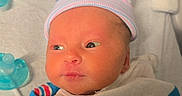 Naomi joined the competition — help win amazing prizes! newborn, baby, hospital, blanket, bassinet, pacifier, hat, wrapped, infant, cute, sleeping, white, blue, red, striped, face, bed, medical, card, newborn_baby
