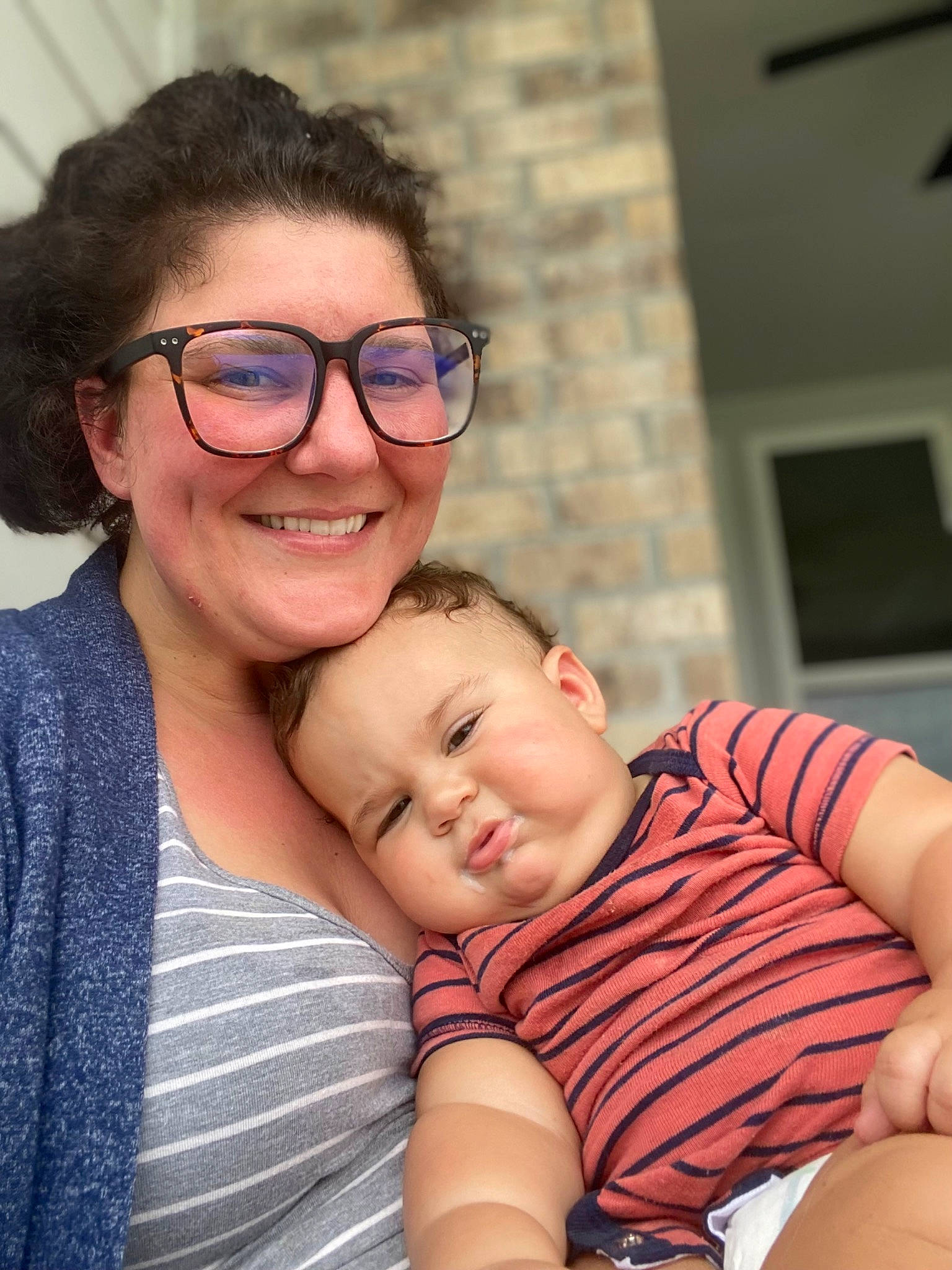 Gage joined the competition — help win amazing prizes! baby, cheek, child, chin, event, eyewear, fun, glasses, happy, iris, joy, laugh, leisure, person, shoulder, sitting, skin, smile, t_shirt, toddler