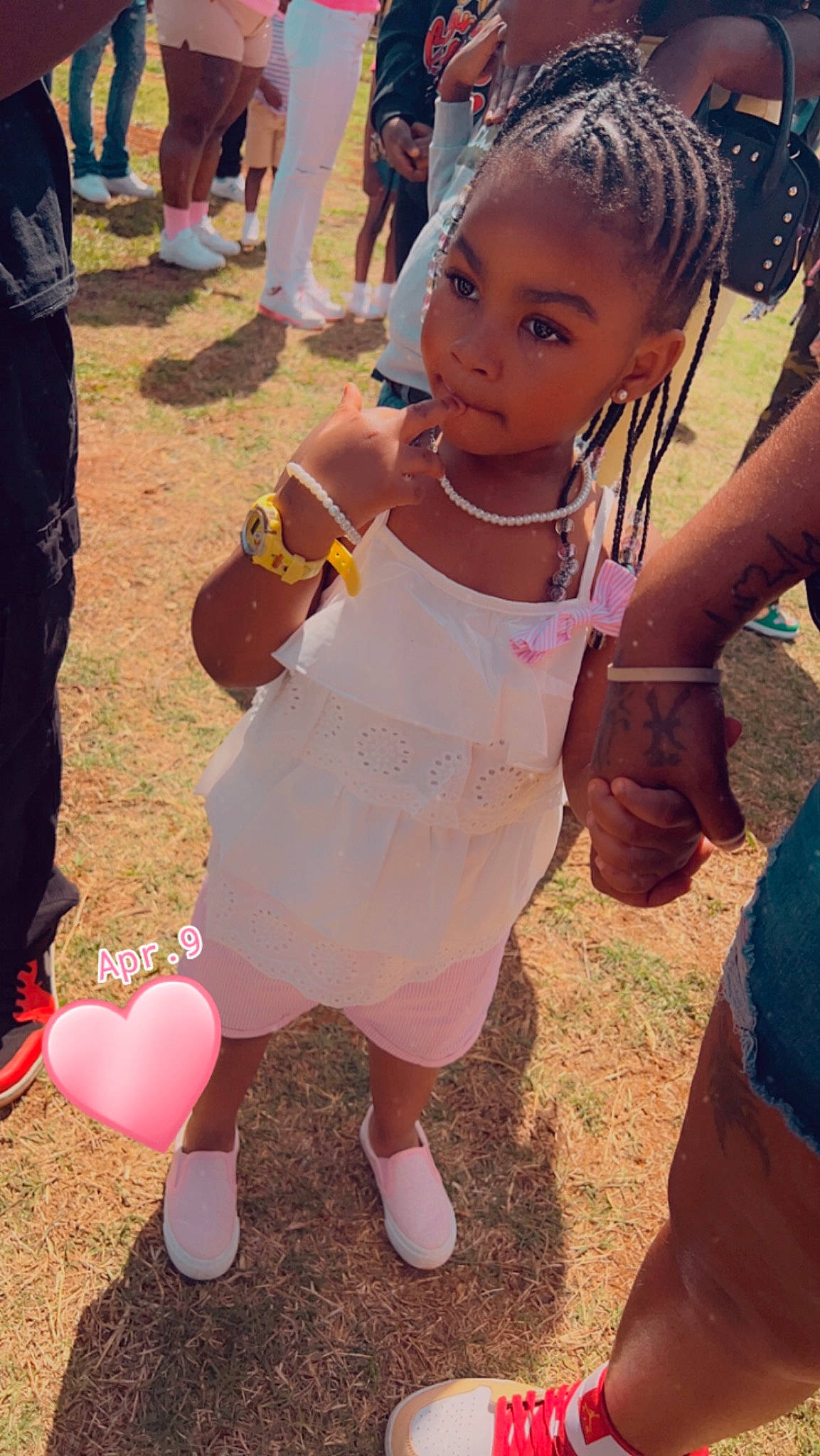 Brianna joined the competition — help win amazing prizes! child, cornrows, eye, face, finger, footwear, fun, grass, happy, joint, leg, leisure, people, person, pink, shoe, skin, sneakers, thigh, toddler