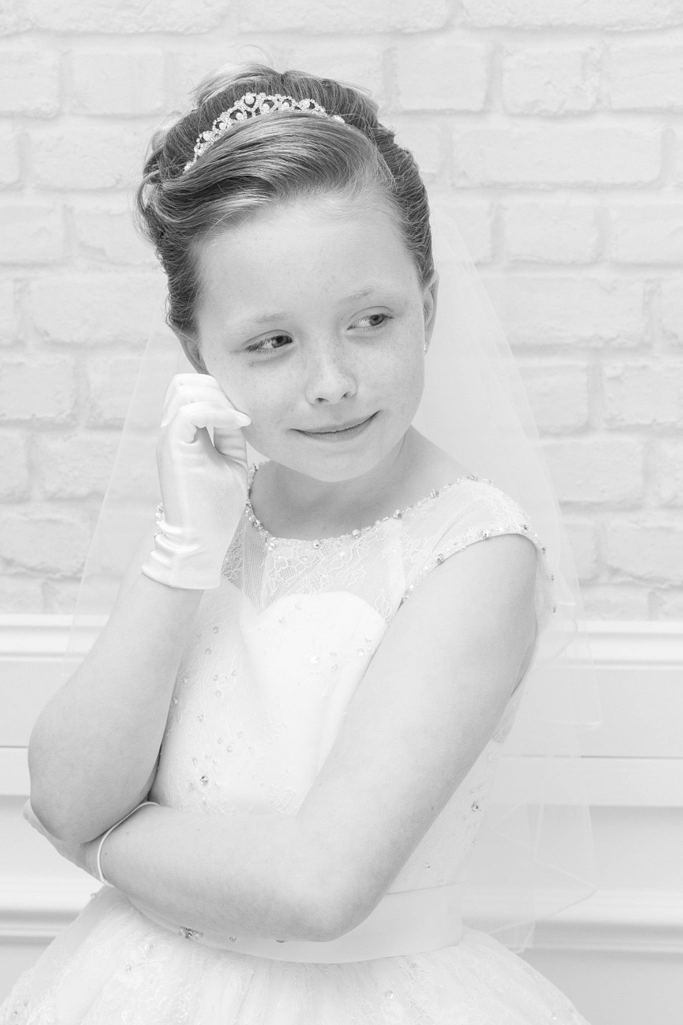 Aimee joined the competition — help win amazing prizes! black_and_white, bridal_accessory, child, dress, eye, face, hair_accessory, hairstyle, head, headgear, headpiece, joy, monochrome, monochrome_photography, person, photograph, photography, smile, snapshot, standing