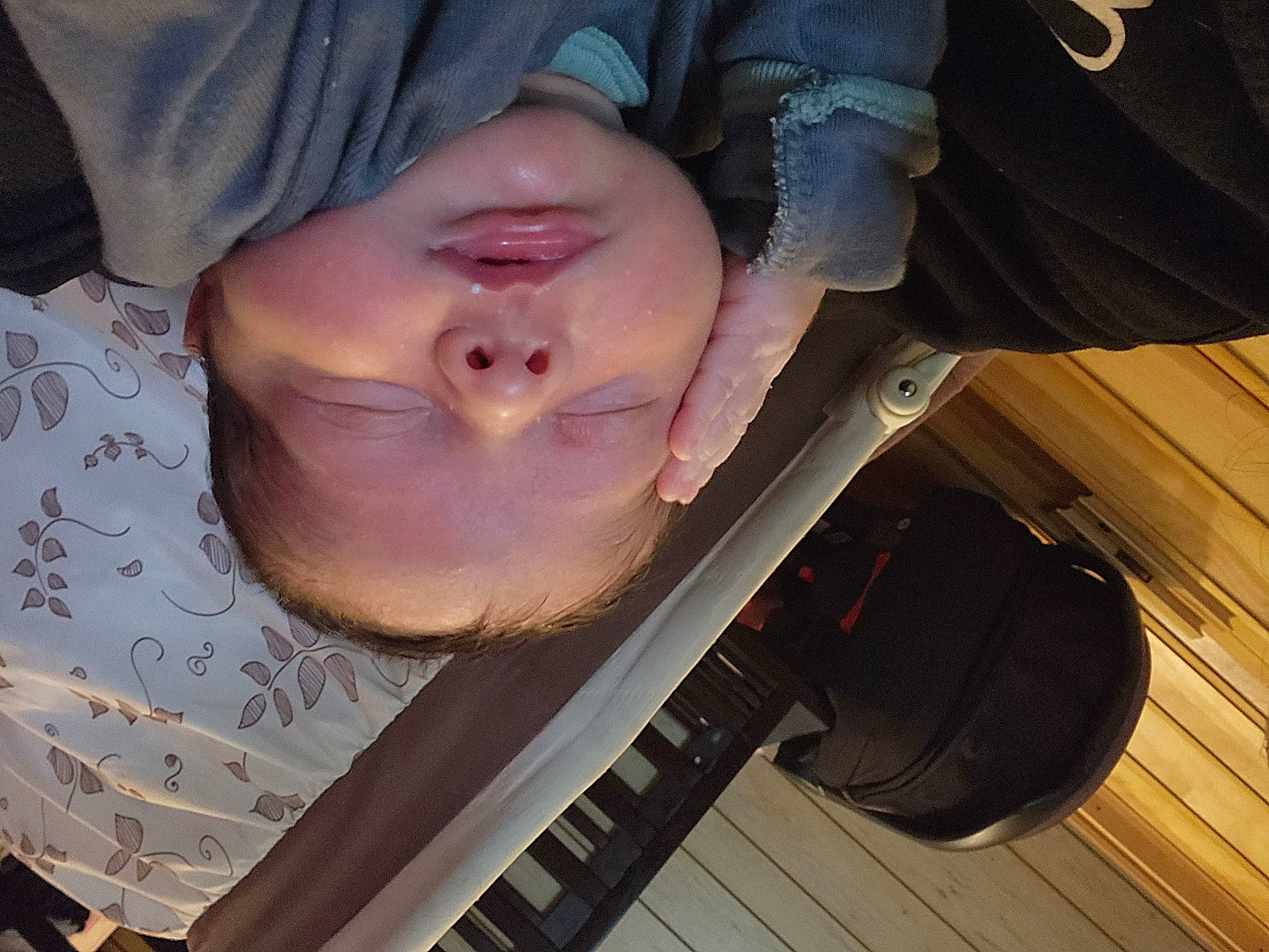 Ezra is registered to the contest to win money with this photo: beard, bumper, chest, child, comfort, eye, eyelash, eyewear, flesh, flooring, fun, happy, hardwood, hat, jaw, mouth, nose, person, smile, t_shirt