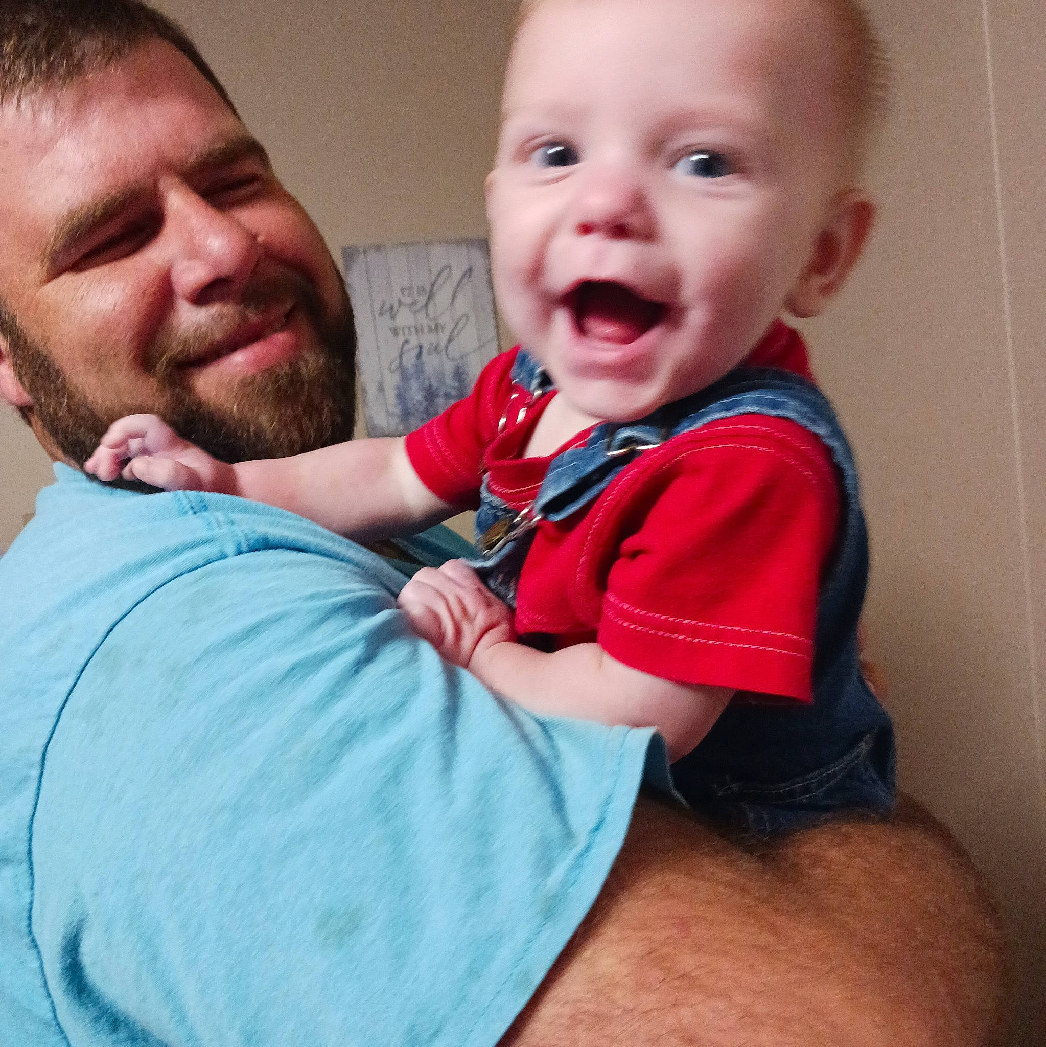 Maverick is registered to the contest to win money with this photo: baby, baby_toddler_clothing, cheek, comfort, ear, eye, face, finger, gesture, happy, iris, joy, lip, mouth, muscle, neck, nose, person, shoulder, skin