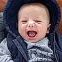 baby, infant, smiling, laughing, hooded_vest, sweater, clothing, face, hand, mouth_open, happy, cute, child, portrait, indoor, cozy, warm, leather_background, person, casual