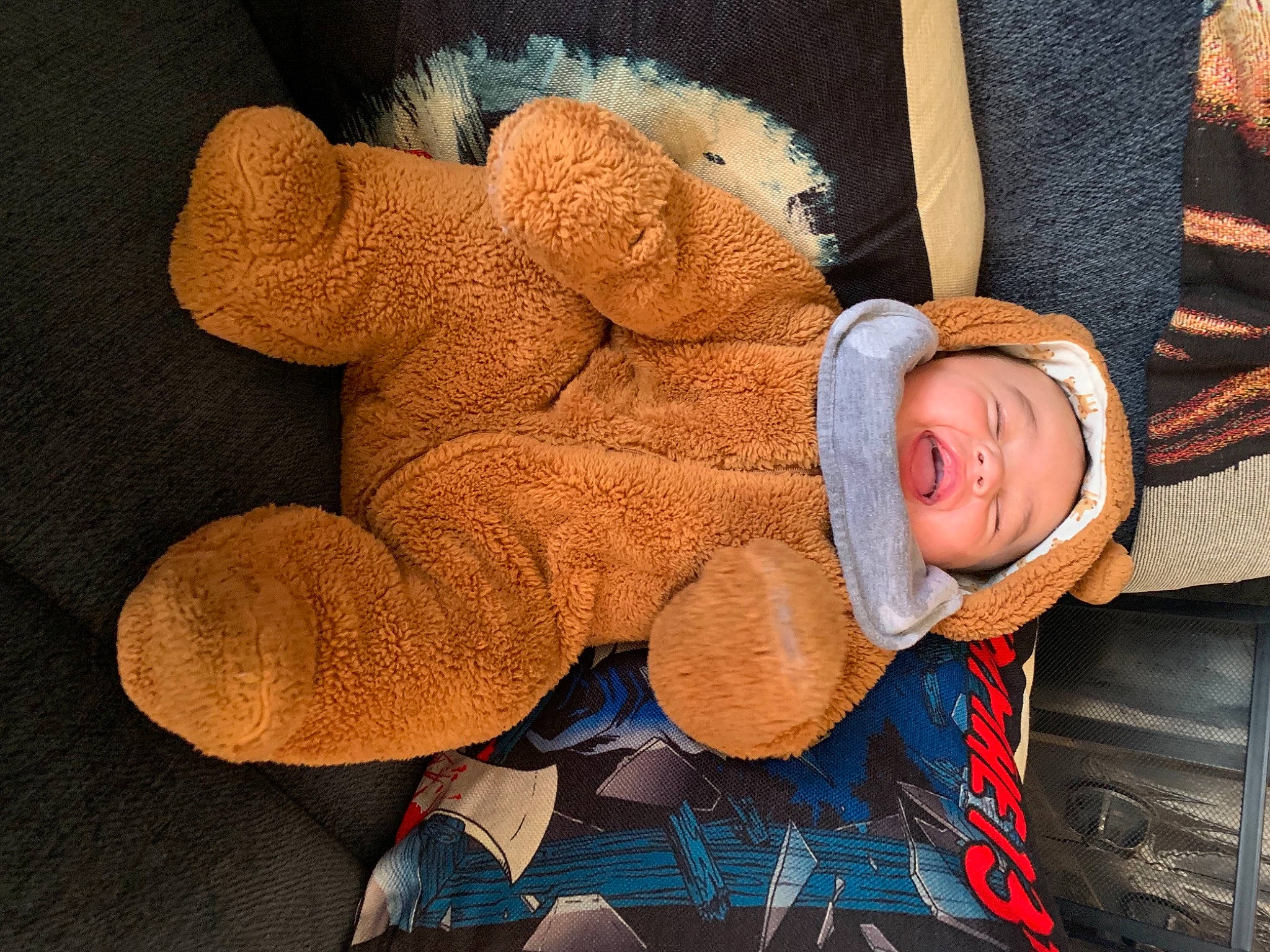 Flynn joined the competition — help win amazing prizes! baby, baby_products, baby_sleeping, baby_toddler_clothing, baby_toys, beanie, cap, comfort, hat, headwear, linens, pattern, person, plush, smile, stuffed_toy, teddy_bear, toddler, toy, tree