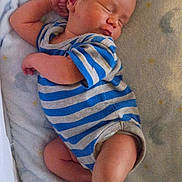Charlie is registered to the contest to win money with this photo: baby, newborn, sleeping, infant, striped_clothing, blanket, soft_texture, peaceful, cute, child, human, portrait, resting, one_person, indoors, skin, foot, hand, face, toddler