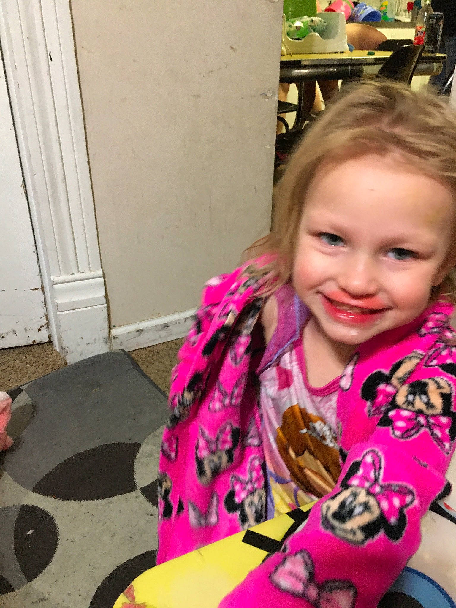 Cathy is registered to the contest to win money with this photo: chair, child, eyewear, fashion_accessory, fun, hairstyle, happy, iris, joy, leisure, person, pink, plant, play, recreation, sitting, skin, smile, snapshot, toddler