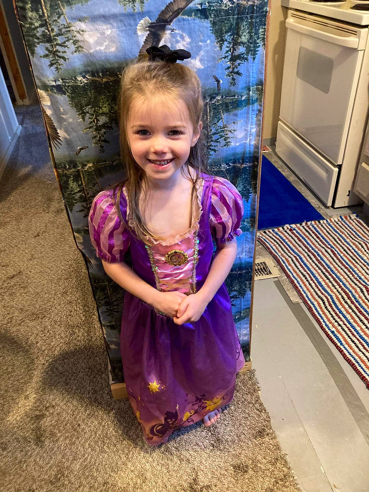 Peyton joined the competition — help win amazing prizes! baby_toddler_clothing, cabinetry, child, drawer, dress, electric_blue, eye, hair, happy, head, home_appliance, iris, joy, magenta, pattern, person, pink, purple, smile, toddler