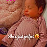 Halo is registered to the contest to win money with this photo: baby, close_up, closed_eyes, cozy, face, family_photo, heart_emoji, indoors, infant, lying_down, newborn, nursery, peaceful, pink_blanket, plush_blanket, portrait, sleeping, soft_lighting, striped_onesie, text_overlay