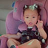Juniper joined the competition — help win amazing prizes! toddler, child, car_seat, pink, pigtails, bows, keychain, car_interior, seatbelt, curious, young_child, sitting, casual, daylight, window, hair, clothing, footwear, baby_shoes, person