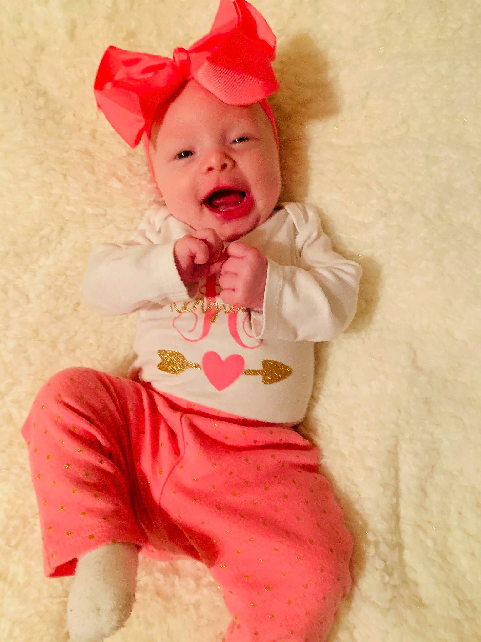 Kenzleigh joined the competition — help win amazing prizes! baby, baby_toddler_clothing, child, happy, lip, person, pink, red, smile, toddler