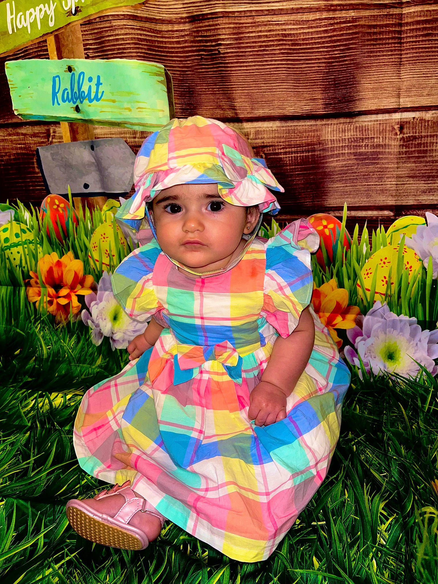Shaylynn is registered to the contest to win money with this photo: annual_plant, baby, baby_toddler_clothing, botany, child, dress, flower, flower_arranging, garden, grass, grass_family, happy, hat, headwear, magenta, people_in_nature, person, petal, pink, plant