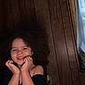 Annalyse joined the competition — help win amazing prizes! afro, casual_clothing, child, cozy, curly_hair, curtain, electrical_outlet, face, flash, hands, indoor, playful_pose, plug, portrait, skin, smile, smiling, window, wood_paneling, young_child