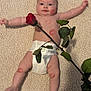 Macayla joined the competition — help win amazing prizes! baby, infant, diaper, rose, lipstick_marks, blanket, cute, face, legs, arms, skin, red_rose, flower, lying_down, soft_texture, adorable, child, love, playful, portrait
