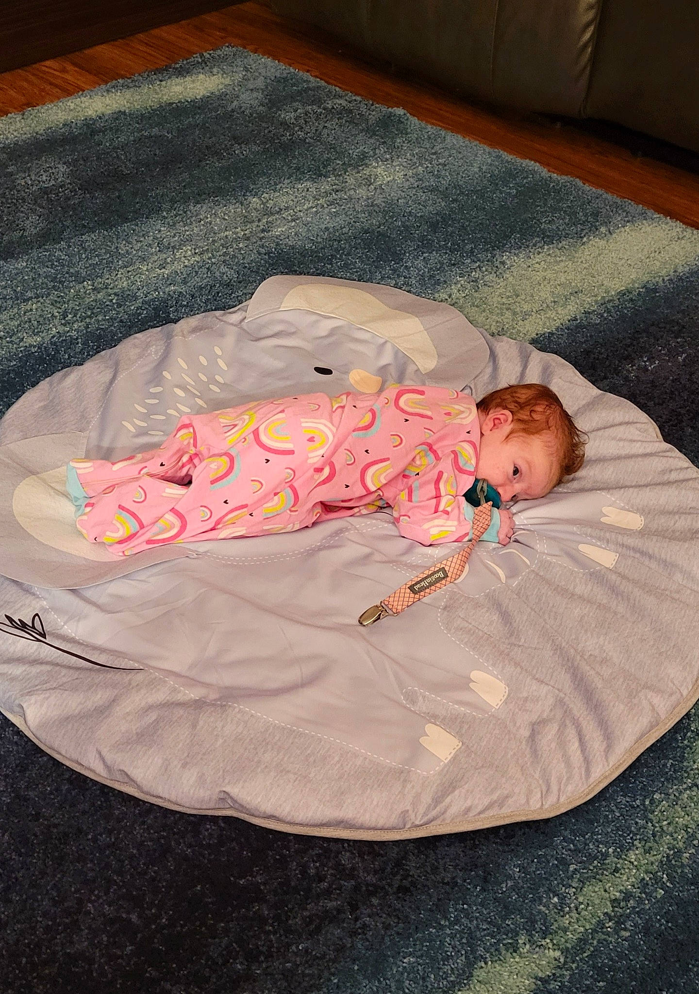 Harleigh joined the competition — help win amazing prizes! baby, baby_products, baby_toddler_clothing, bedtime, brown, child, comfort, flooring, foot, hardwood, lap, linens, nap, pattern, person, room, sitting, sleep, tints_and_shades, toddler