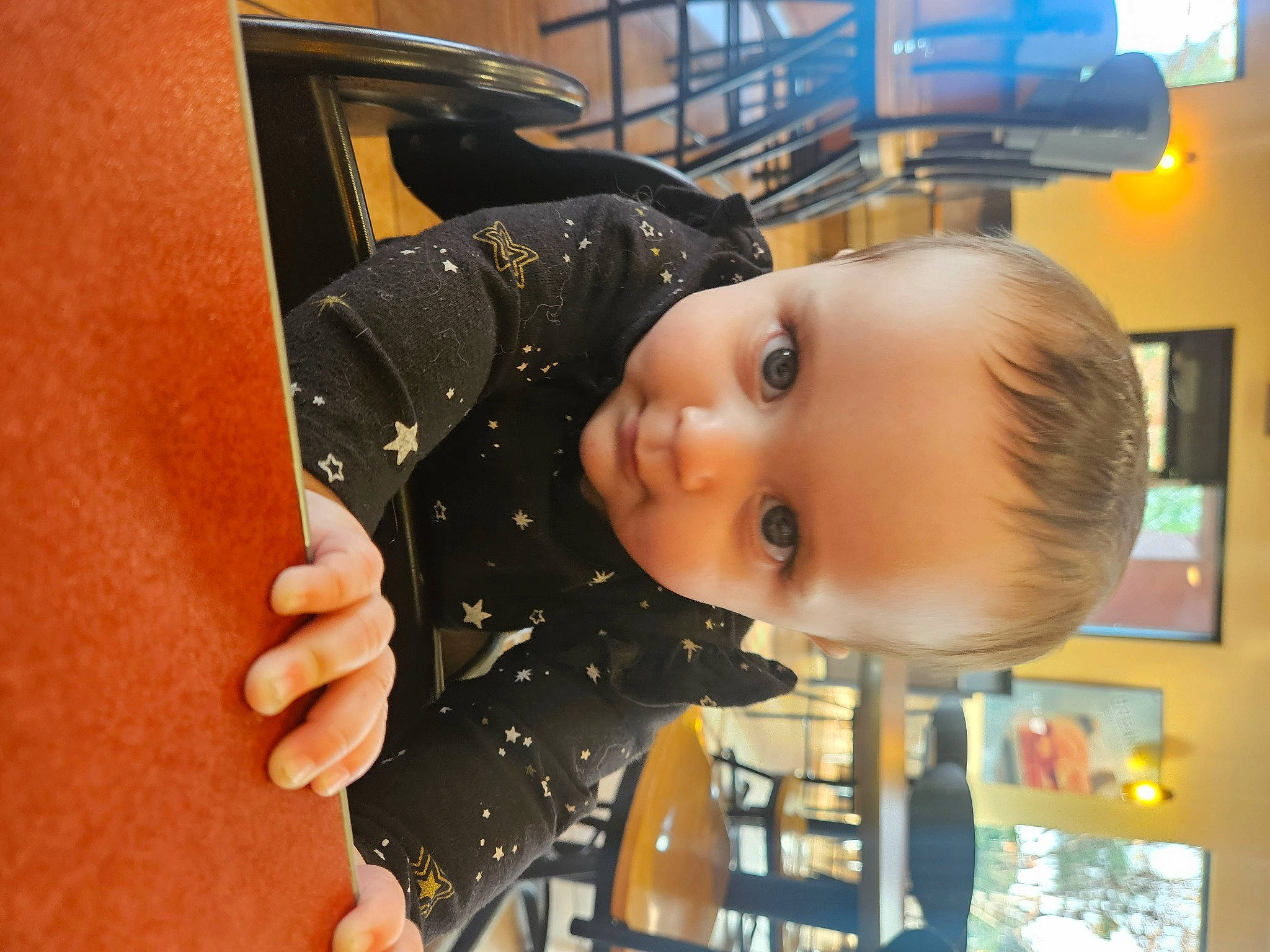 Celeste joined the competition — help win amazing prizes! baby, baby_products, cheek, child, fun, gesture, happy, leisure, nose, pattern, person, picture_frame, polka_dot, room, toddler, vehicle_door