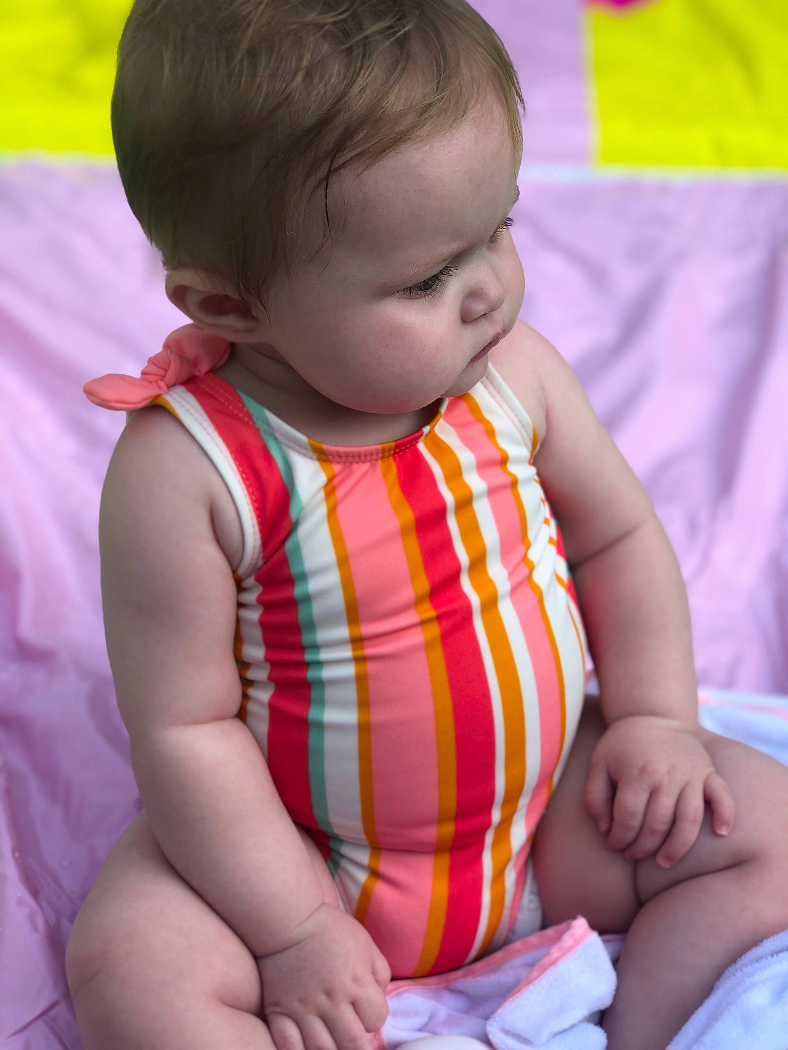 Adyson is registered to the contest to win money with this photo: baby, baby_toddler_clothing, cheek, chin, eye, face, facial_expression, finger, hairstyle, head, human_body, iris, lip, neck, nose, person, photograph, pink, skin, sleeve