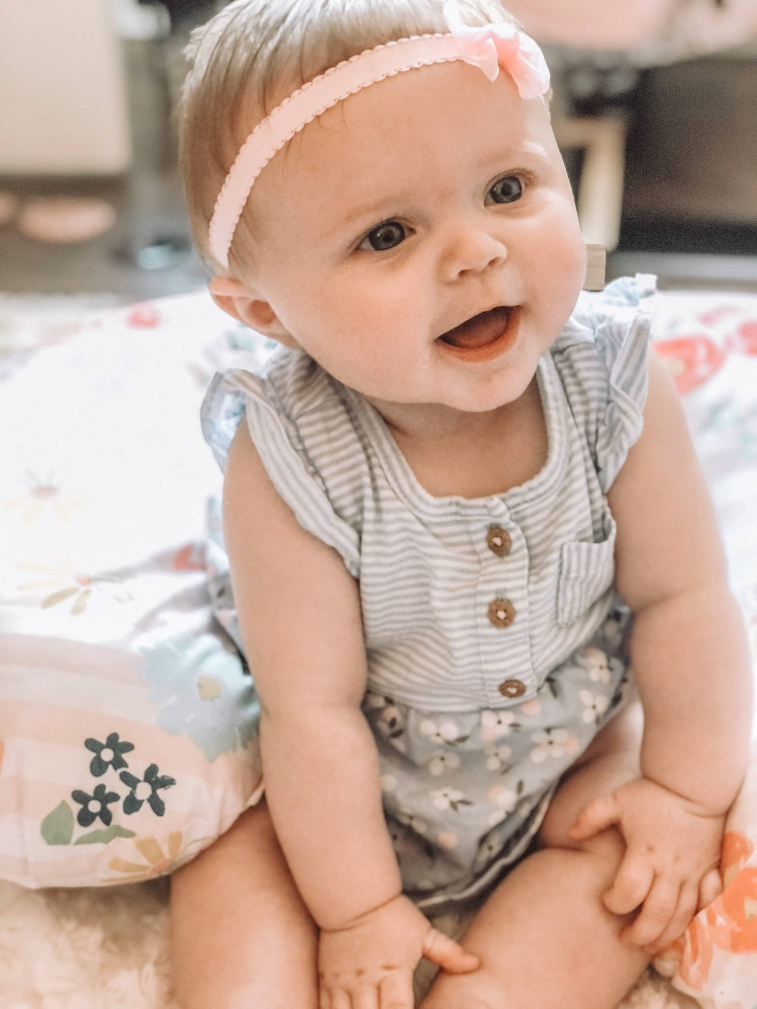 Adyson joined the competition — help win amazing prizes! baby, baby_toddler_clothing, cap, cheek, clothing, dress, eye, face, facial_expression, finger, happy, headwear, iris, person, pink, product, skin, sleeve, smile, textile